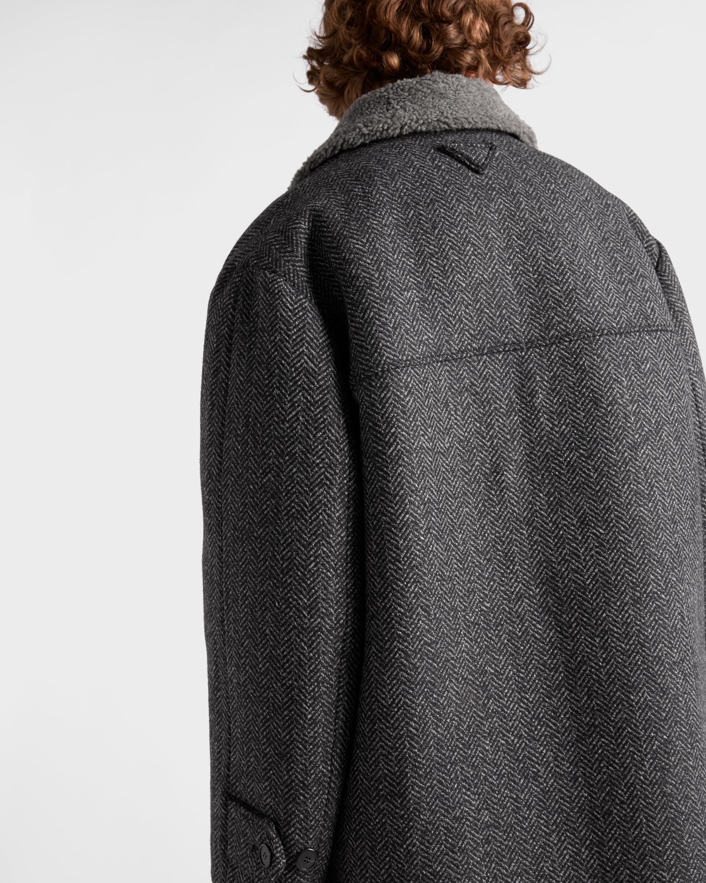 Chevron patterned wool coat