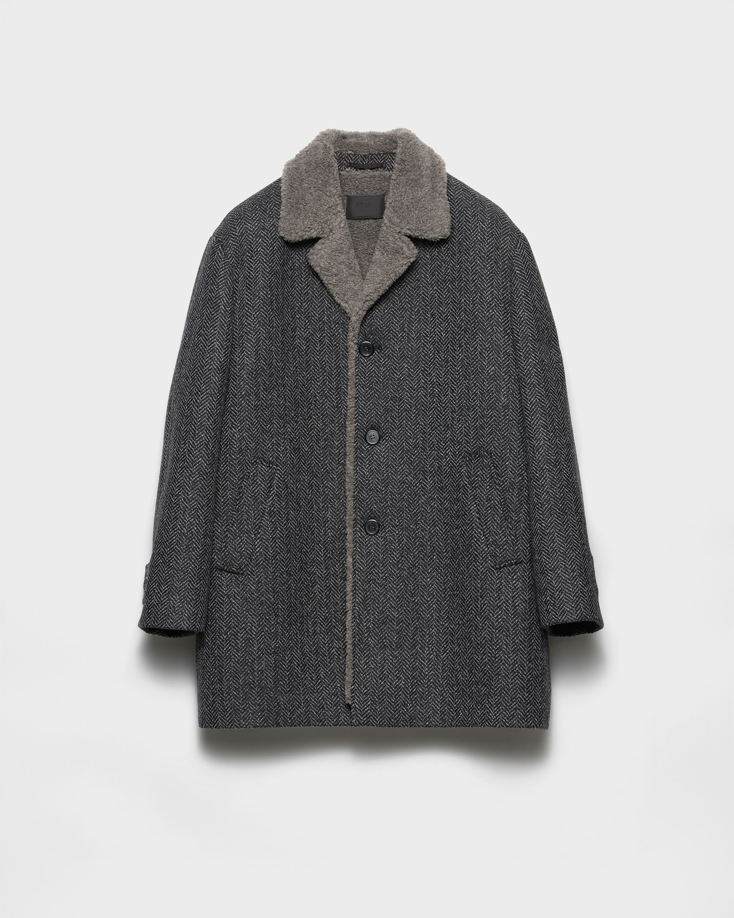 Chevron patterned wool coat