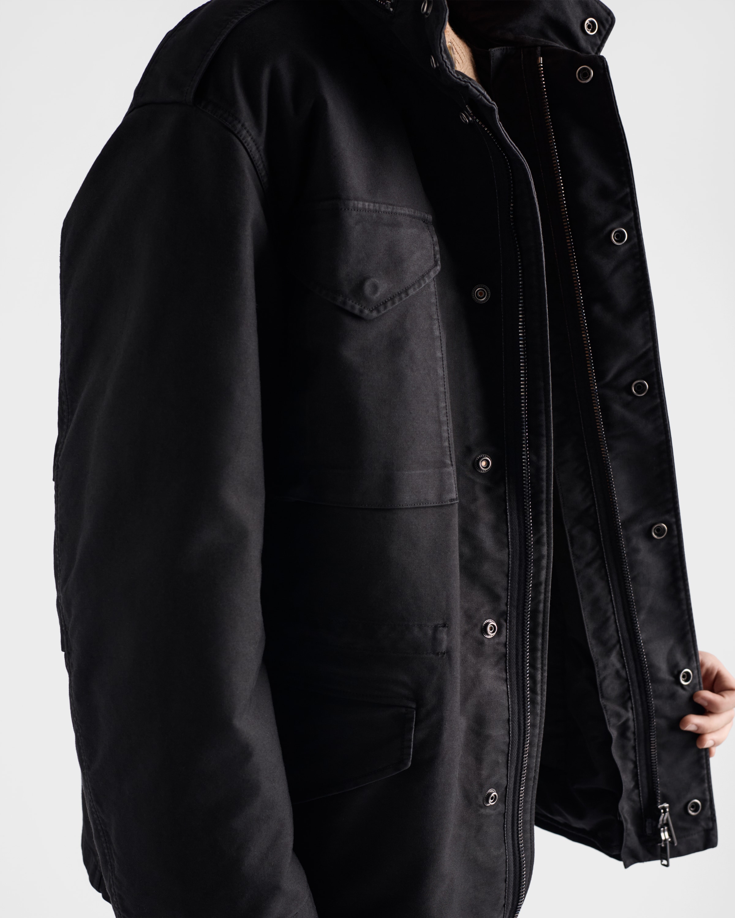 Prada Medium-weight Cotton Down Jacket In Black