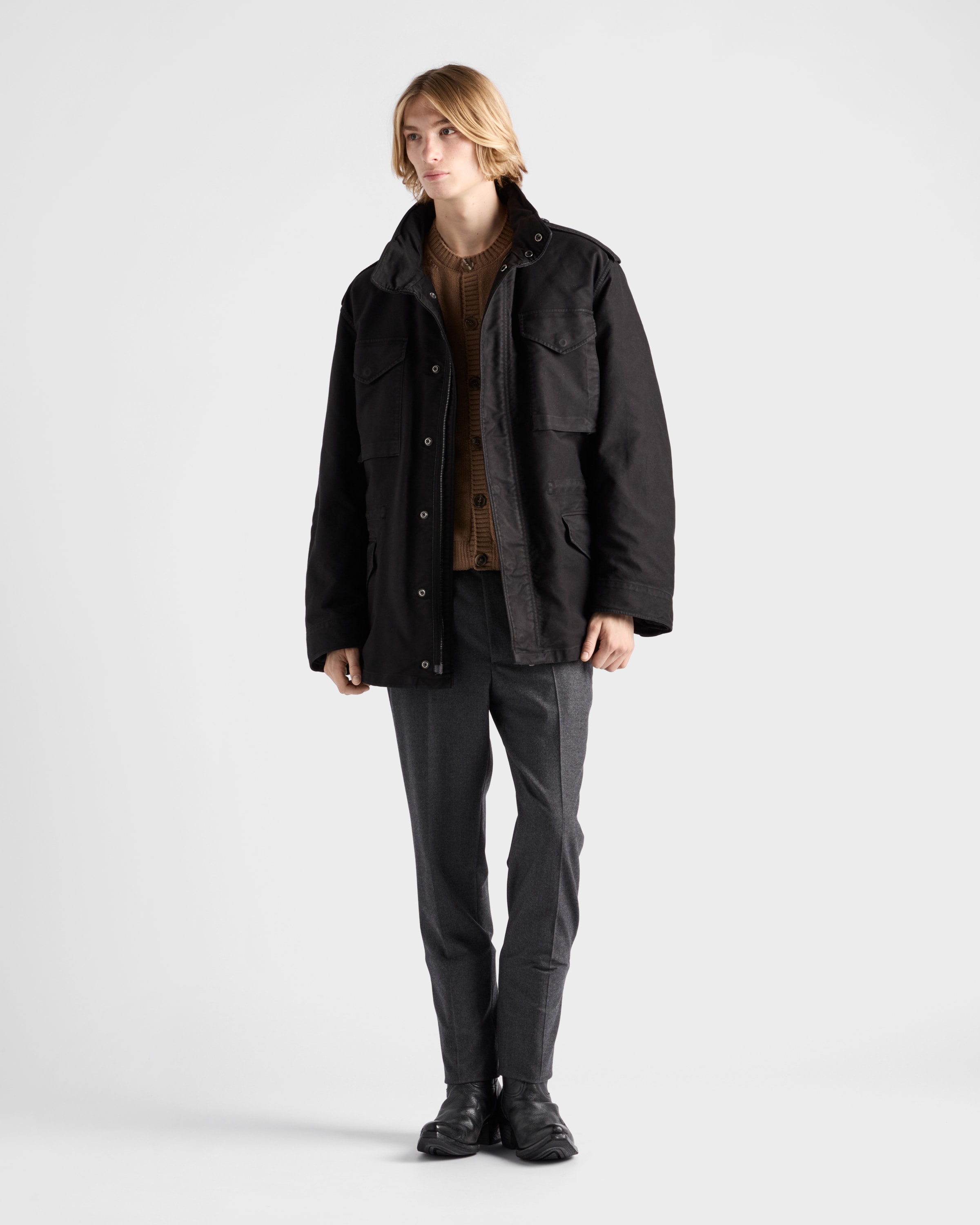 Prada Medium-weight Cotton Down Jacket In Black