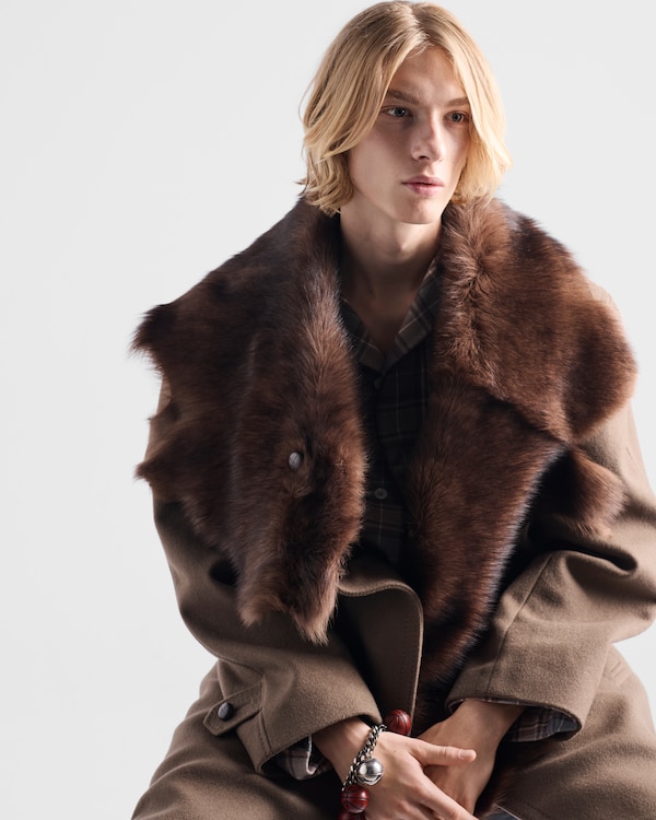 Wool coat with shearling collar Wool coat with shearling collar