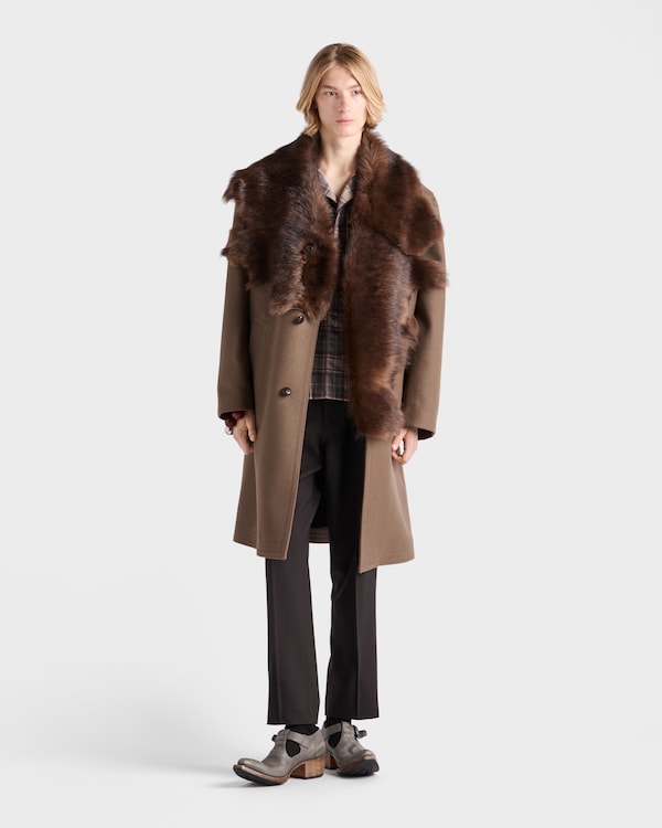 Wool coat with shearling collar Wool coat with shearling collar