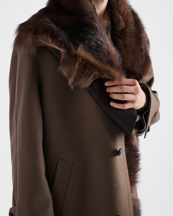 Wool coat with shearling collar Wool coat with shearling collar