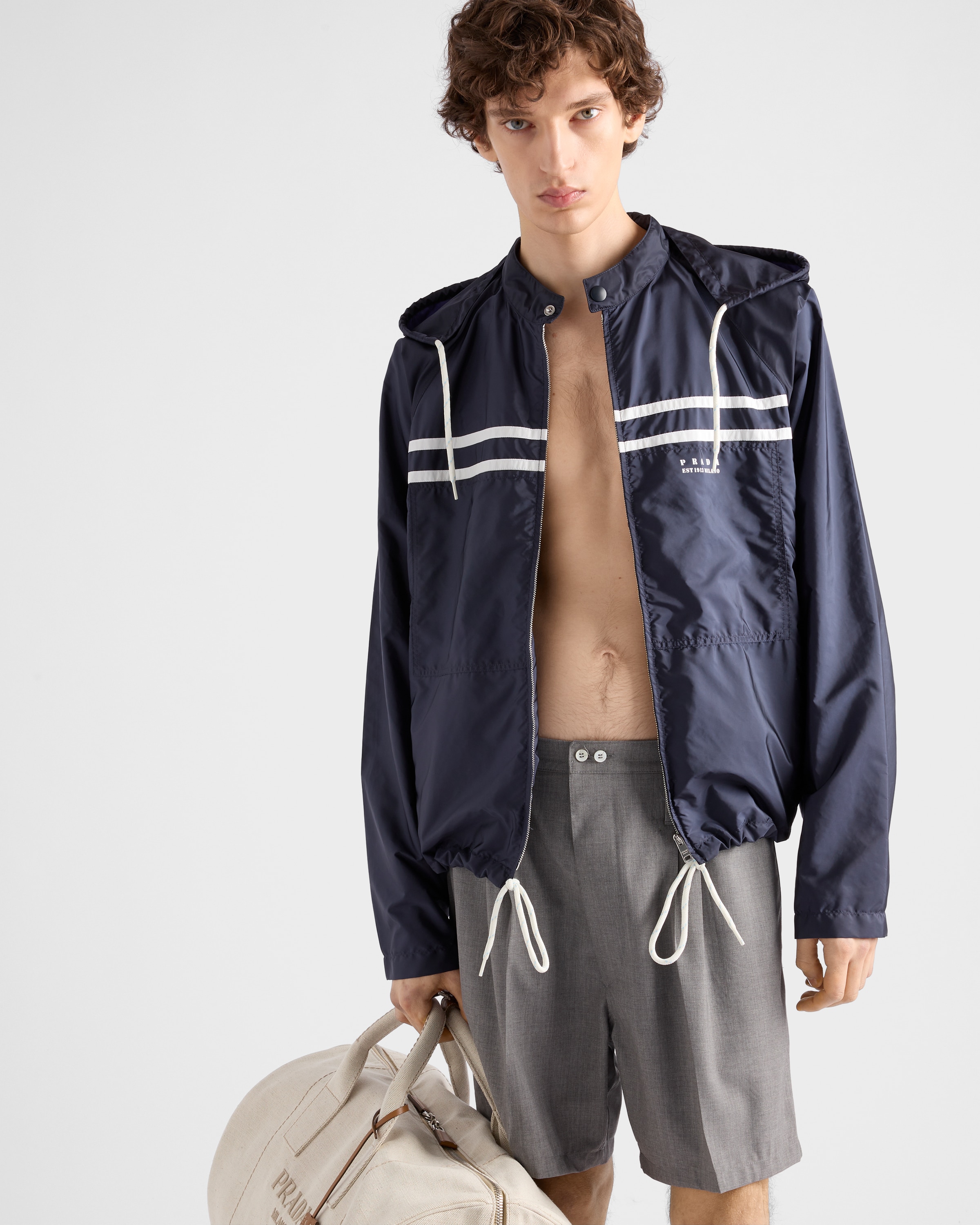 Blue/white Re-nylon Jacket | PRADA