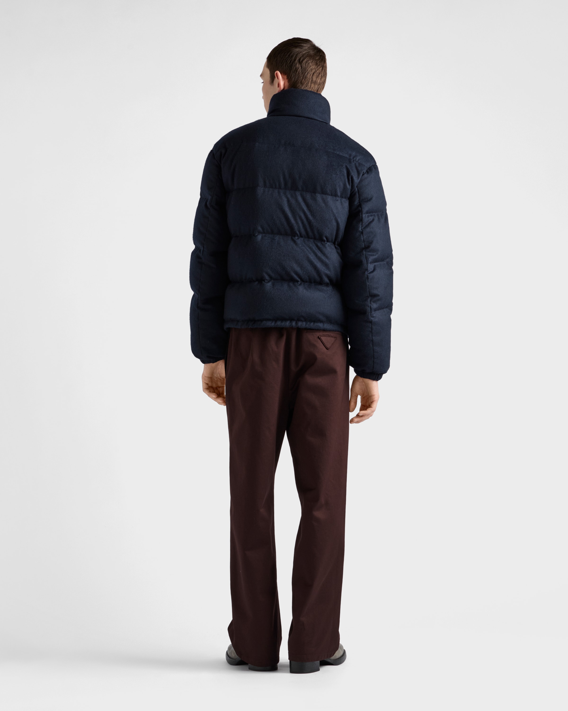 Navy Medium-weight Cashmere Down Jacket | PRADA - United States
