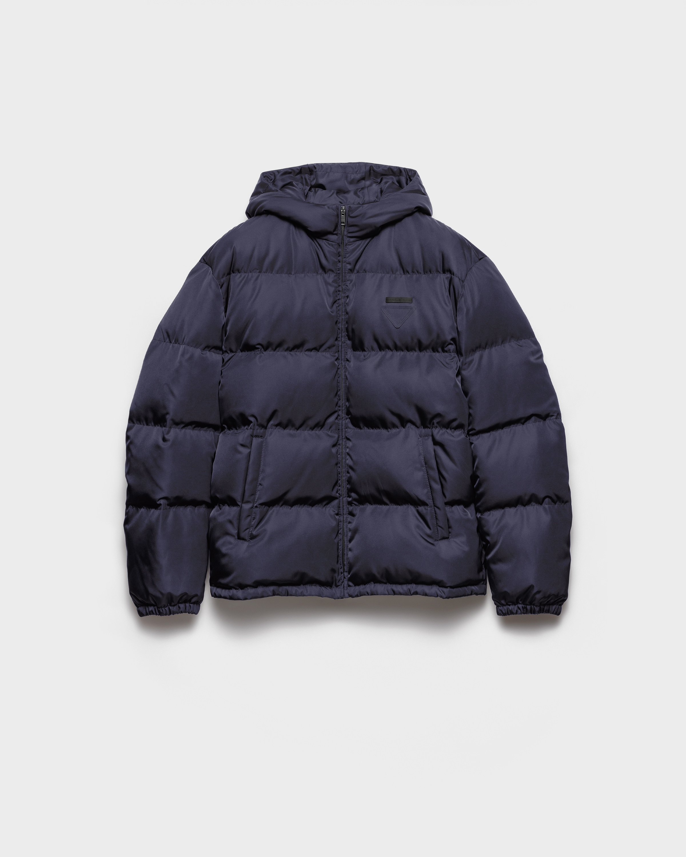 Blue Medium-weight Hooded Re-nylon Down Jacket | PRADA