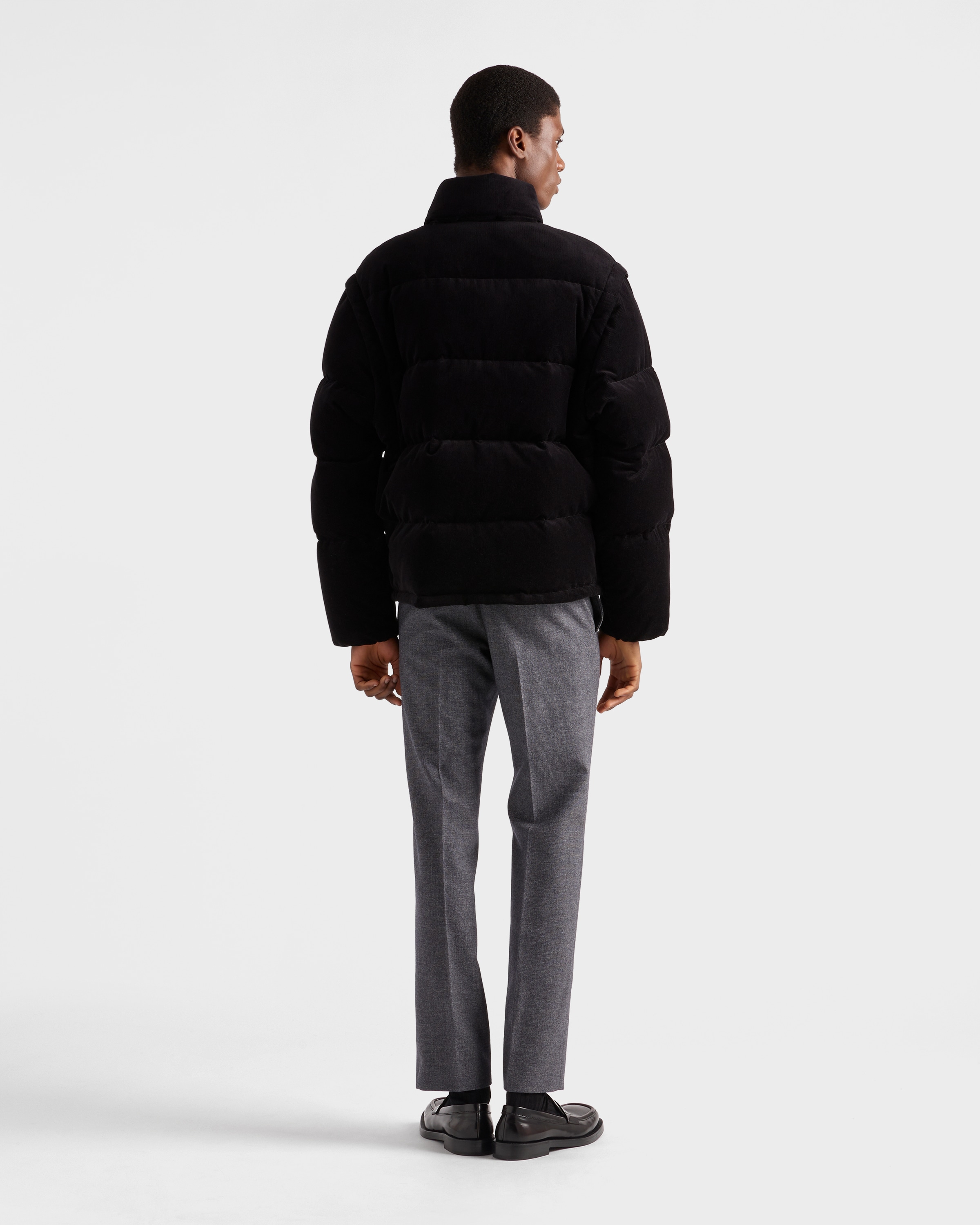Black Medium-weight Corduroy Down Jacket | PRADA - United States