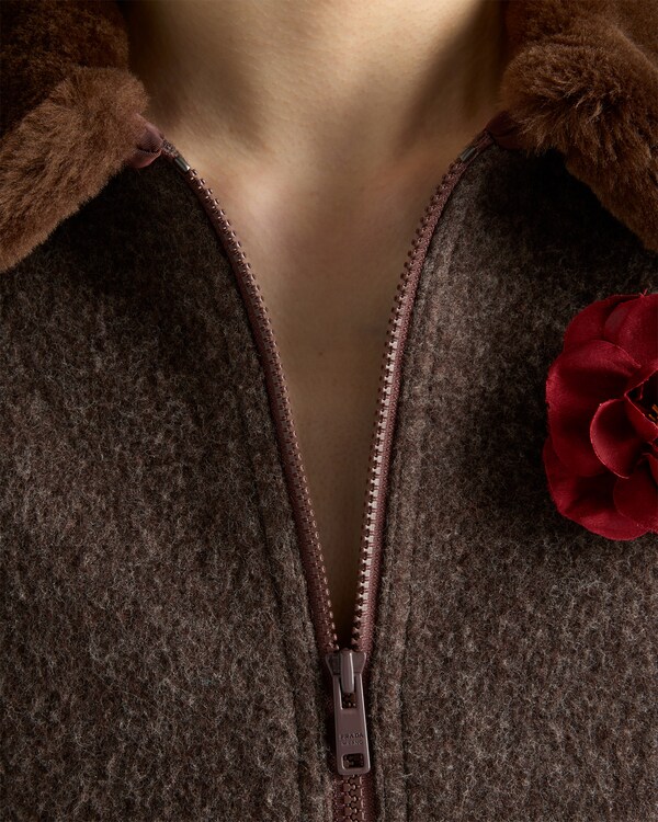 Wool blouson jacket with shearling collar Wool blouson jacket with shearling collar