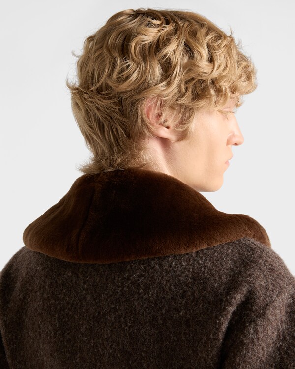 Wool blouson jacket with shearling collar Wool blouson jacket with shearling collar