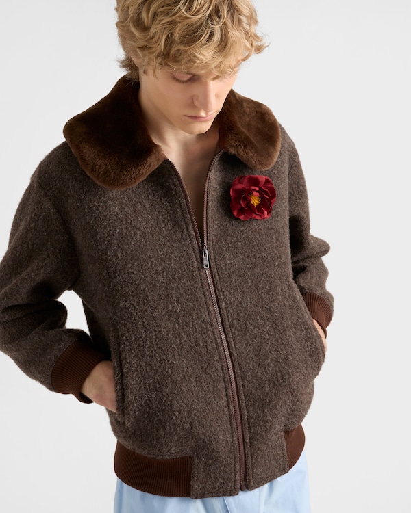 Wool blouson jacket with shearling collar Wool blouson jacket with shearling collar