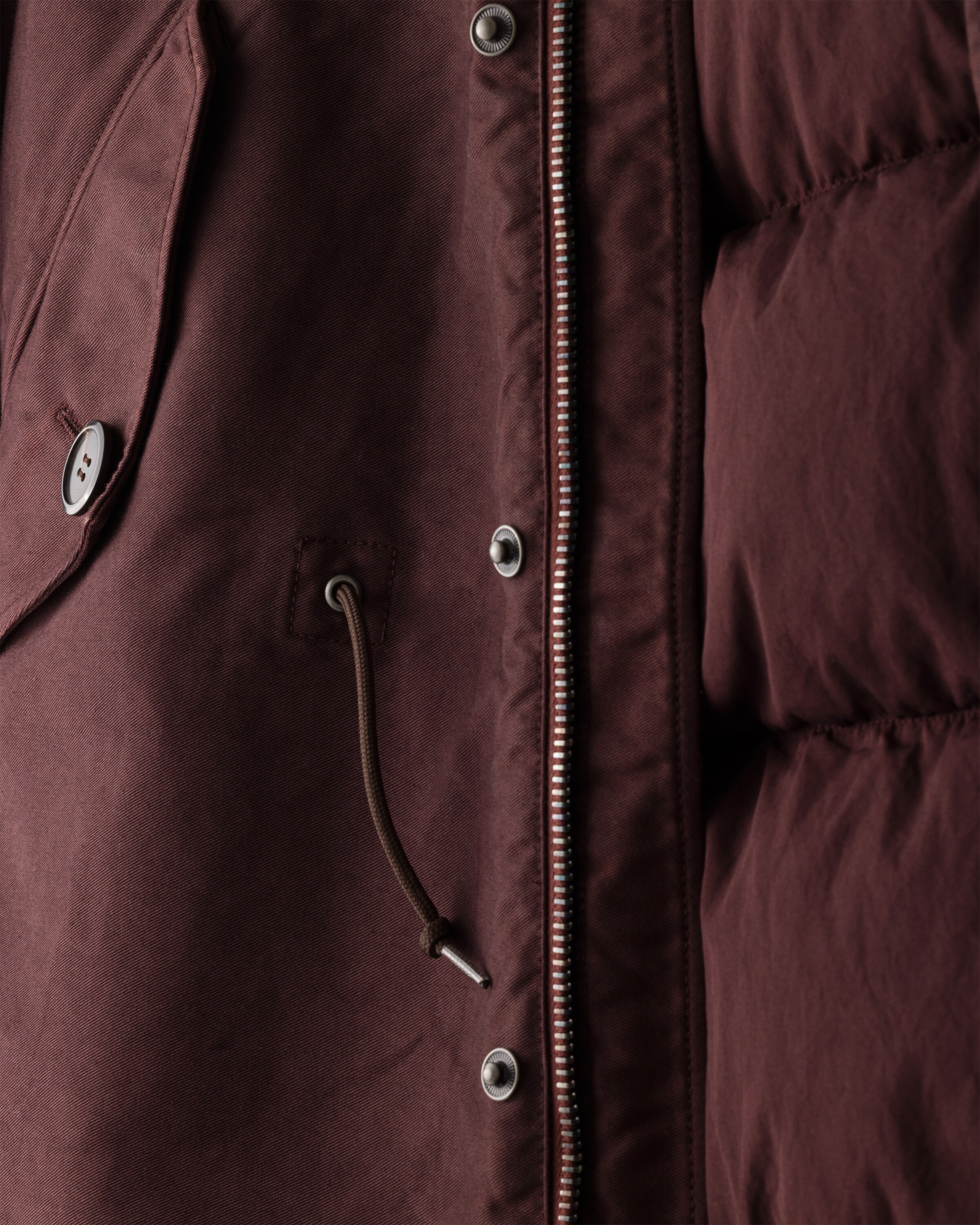 ダークブラウン ロング コットン ダウンジャケット | PRADA