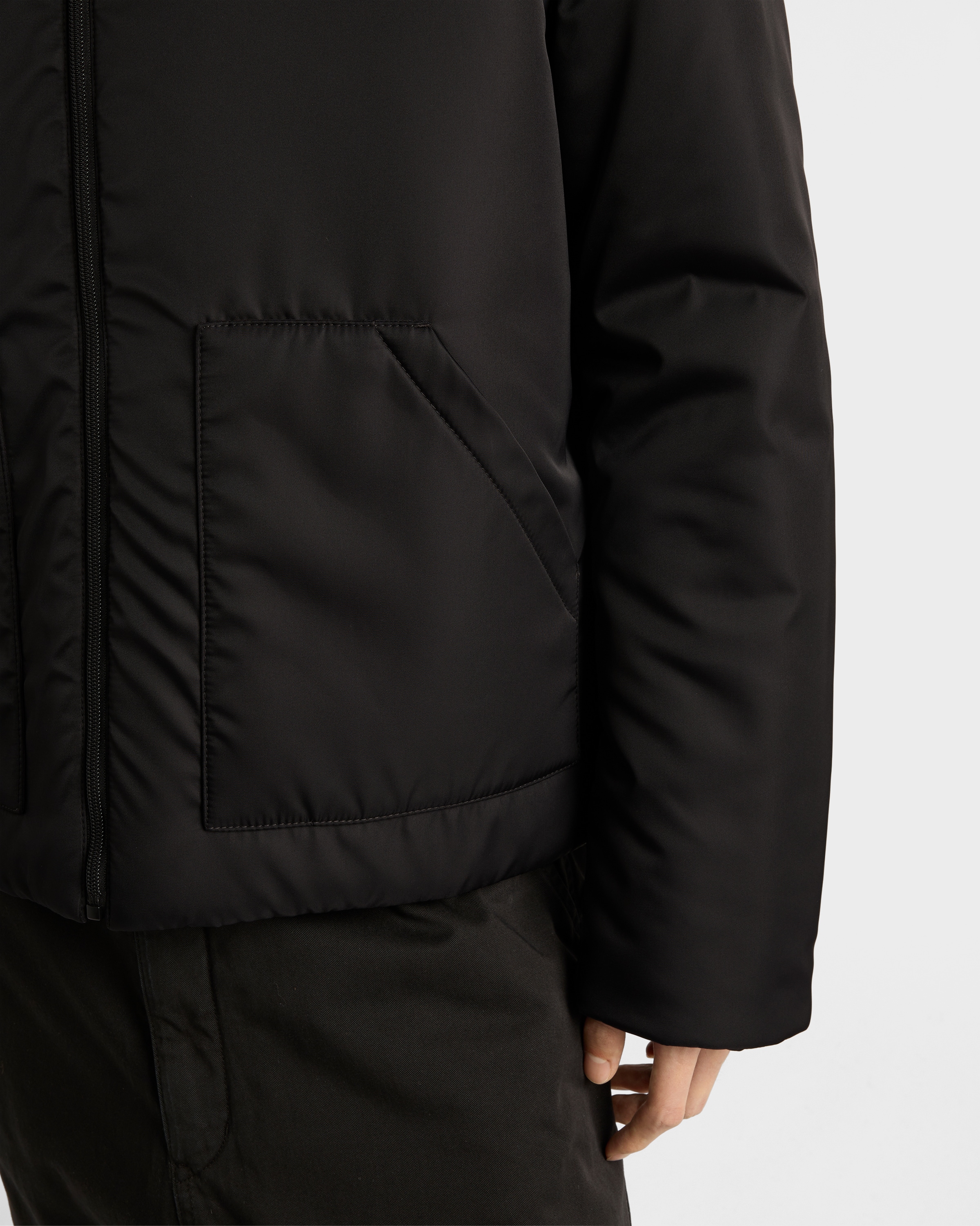 Black Re-Nylon hooded jacket | PRADA