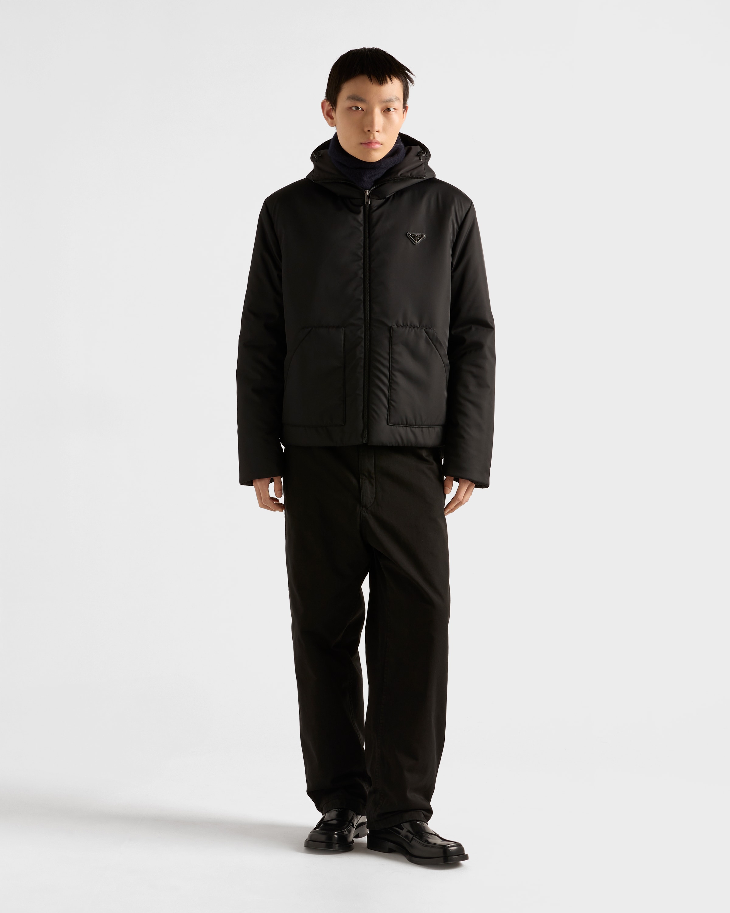 Black Re-Nylon hooded jacket | PRADA