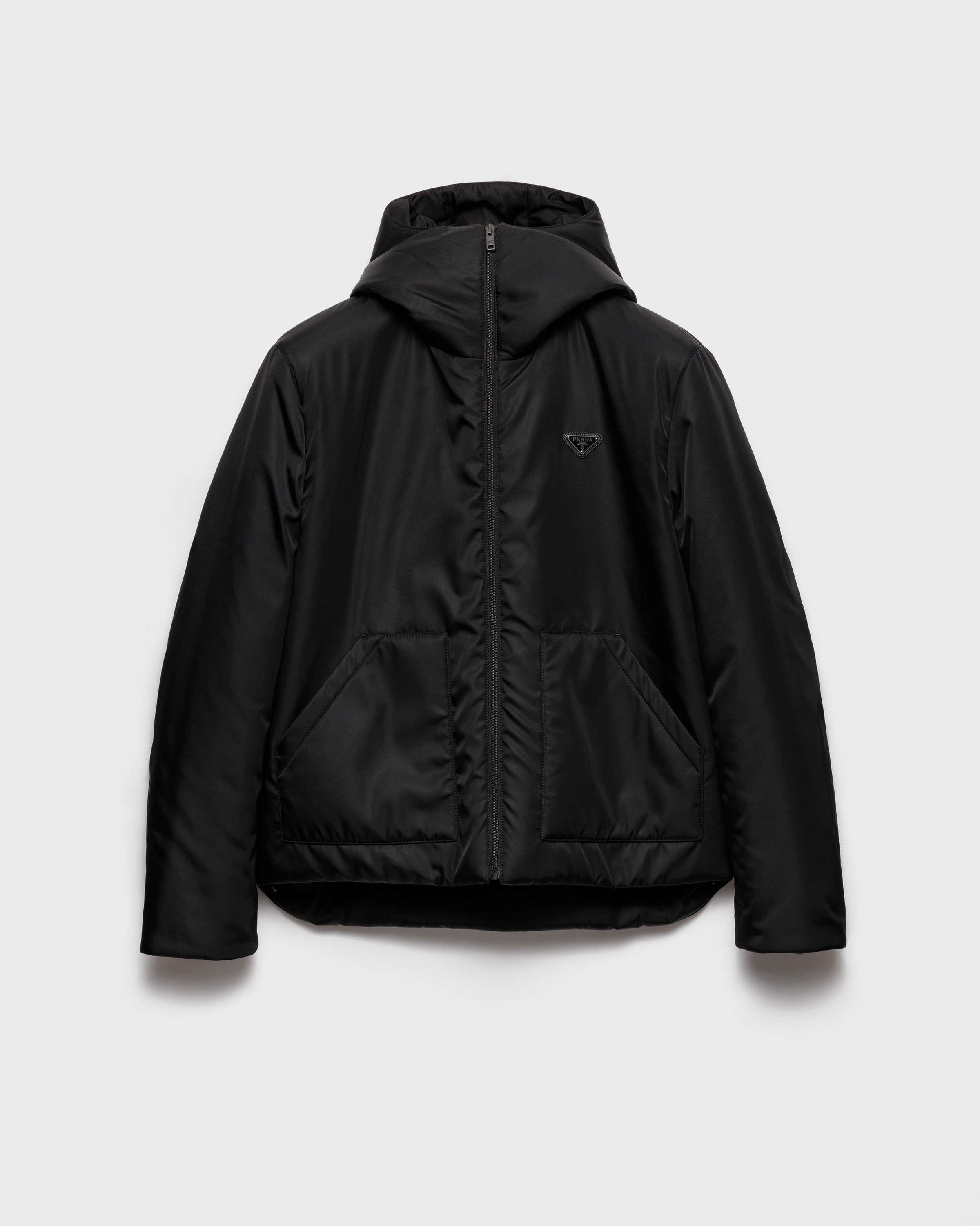 PRADA 黒 ジャケット Made in Italy Black Re-Nylon hooded jacket | PRADA