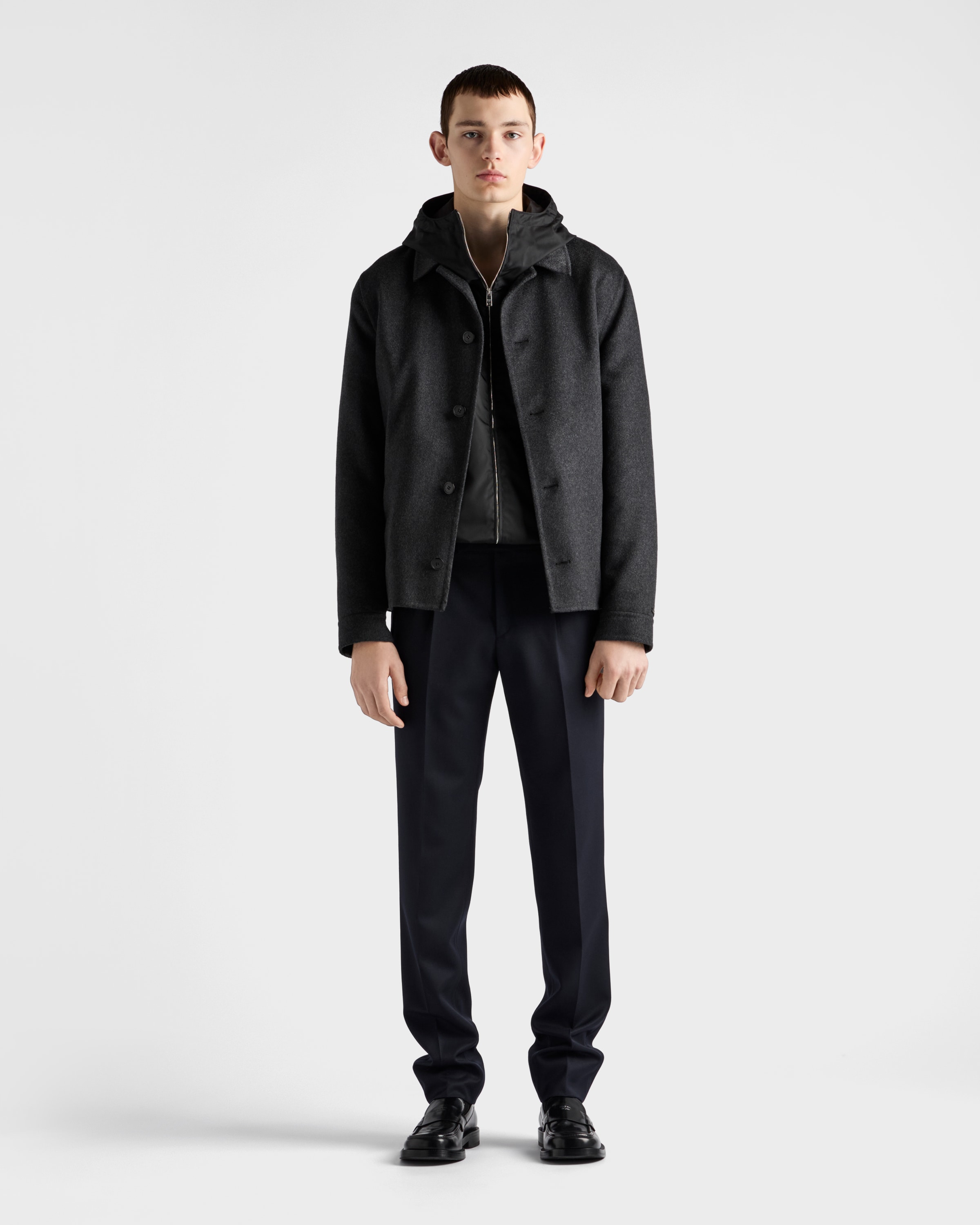 PRADA ポリエステル シャツジャケット セットアップ ブラック XL相当 Prada ジップアップ ジャケット | ブルー | FARFETCH JP