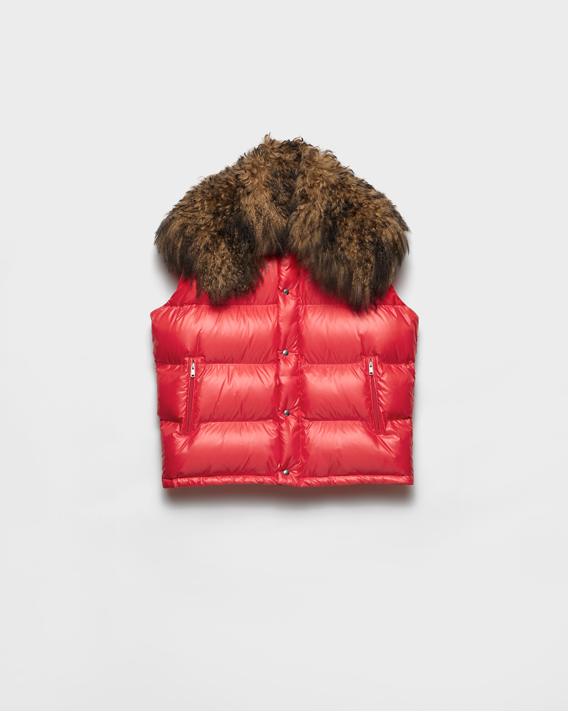 Re-Nylon and shearling down vest
