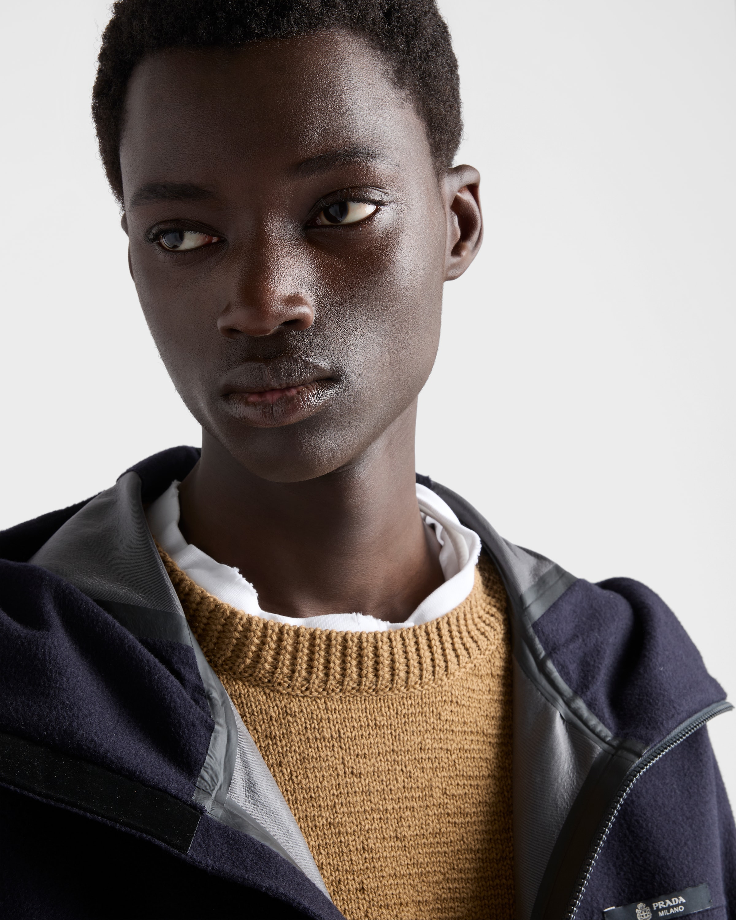 Navy Hooded Cashmere Jacket | PRADA - United States