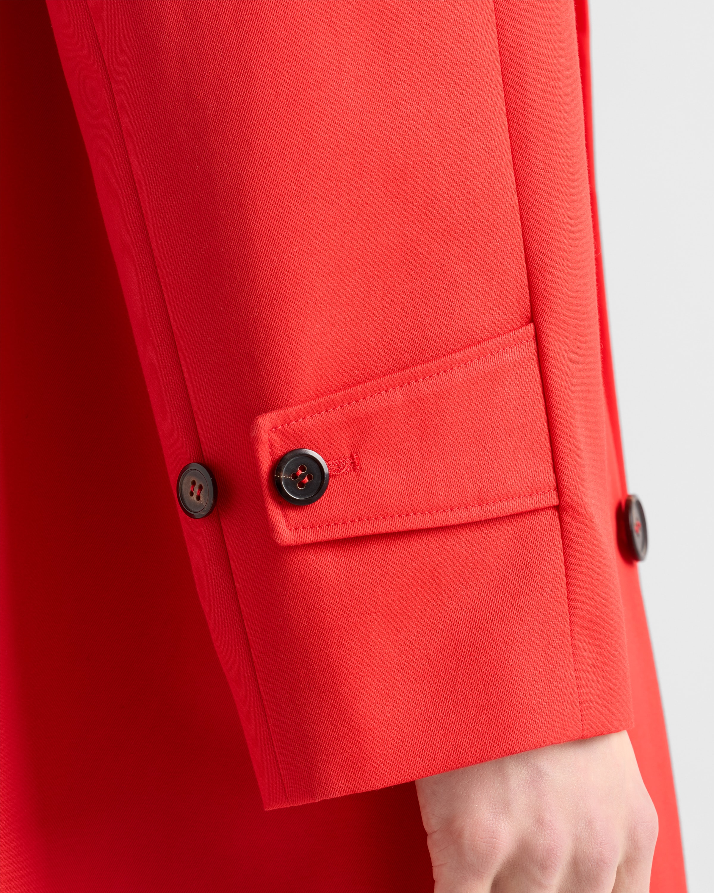【クリーニング済】PRADAレッドカラースプリングコート Red Technical gabardine coat | PRADA - United States