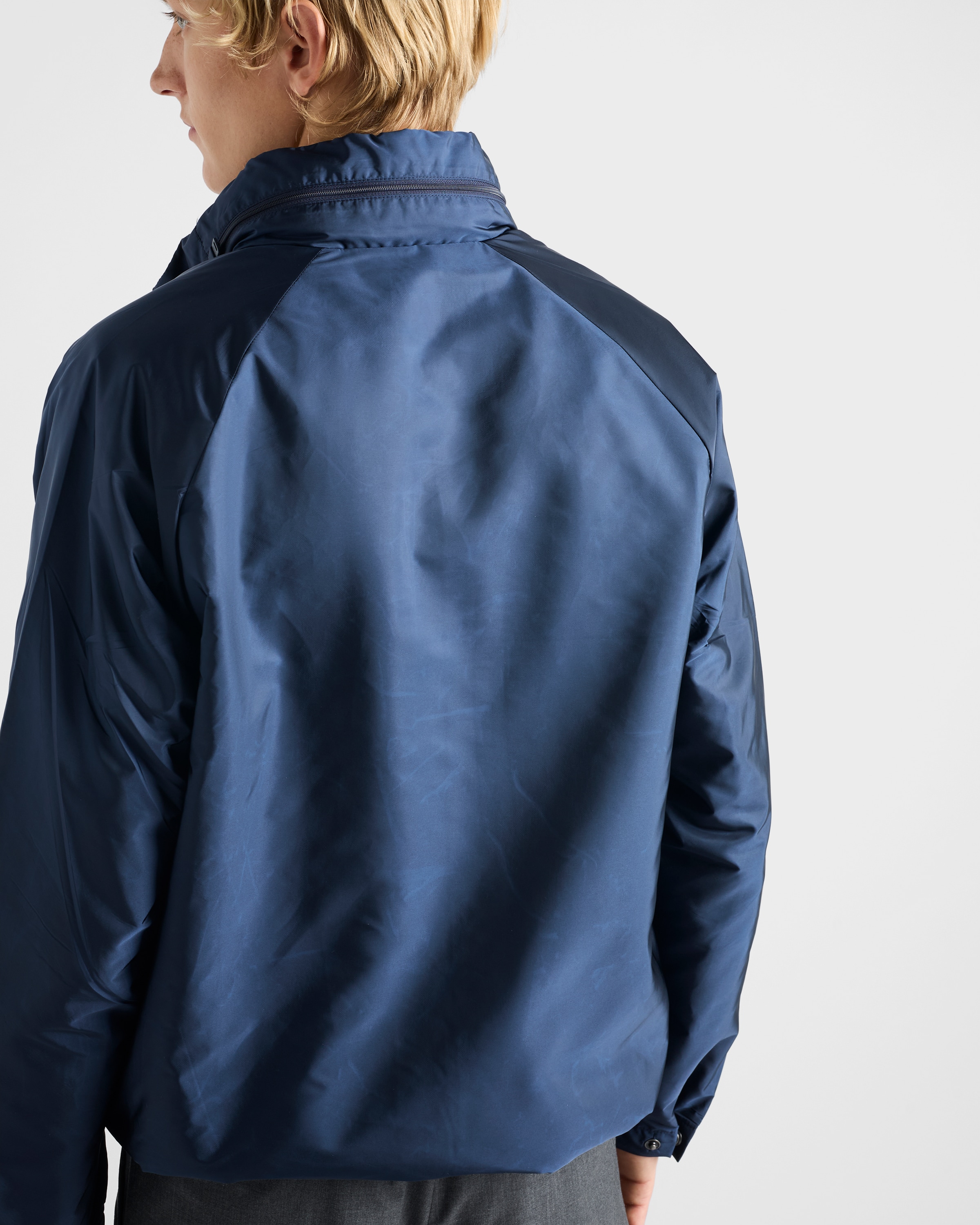 Blue Hooded Re-Nylon jacket | PRADA - United States
