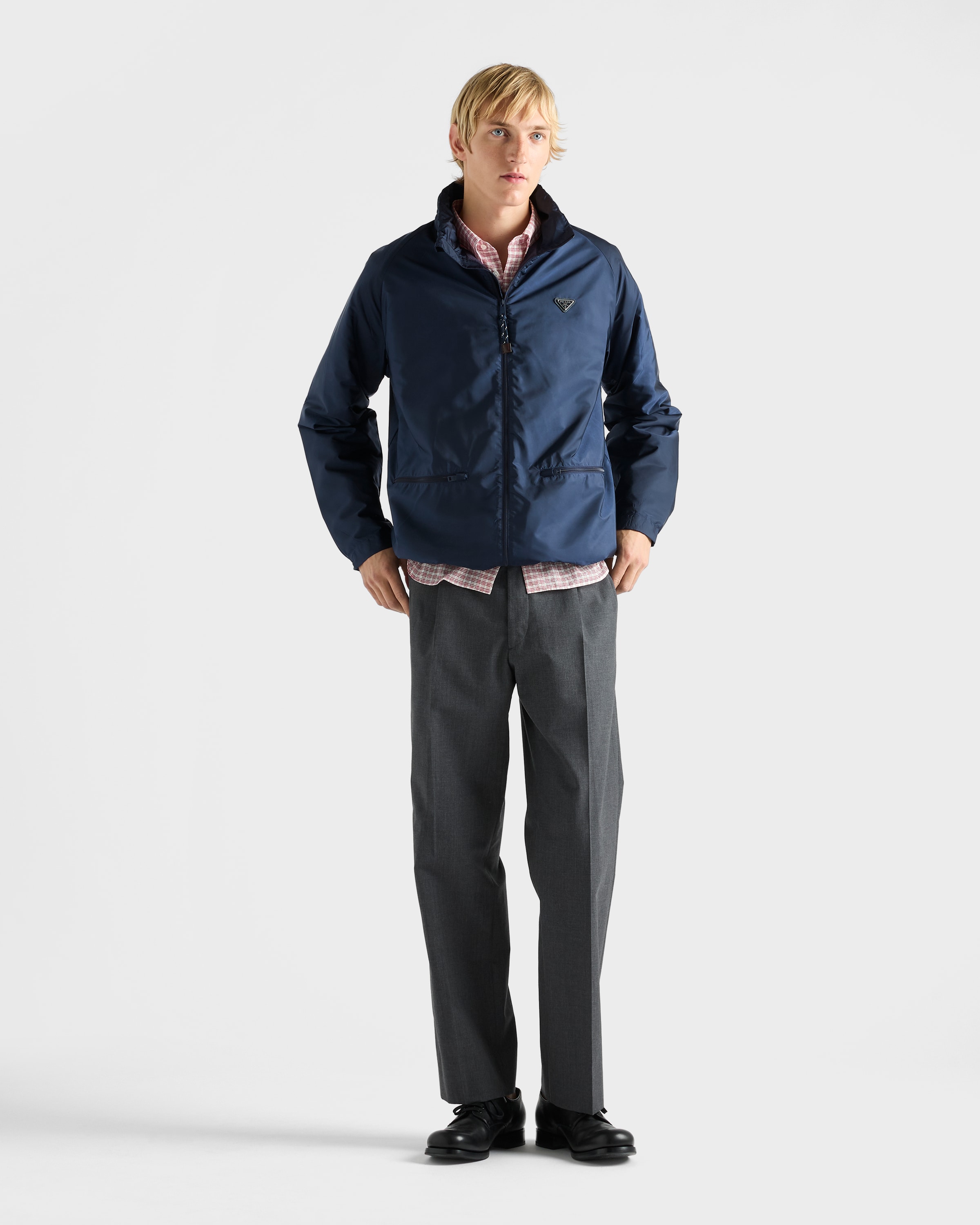 Blue Hooded Re-Nylon jacket | PRADA - United States
