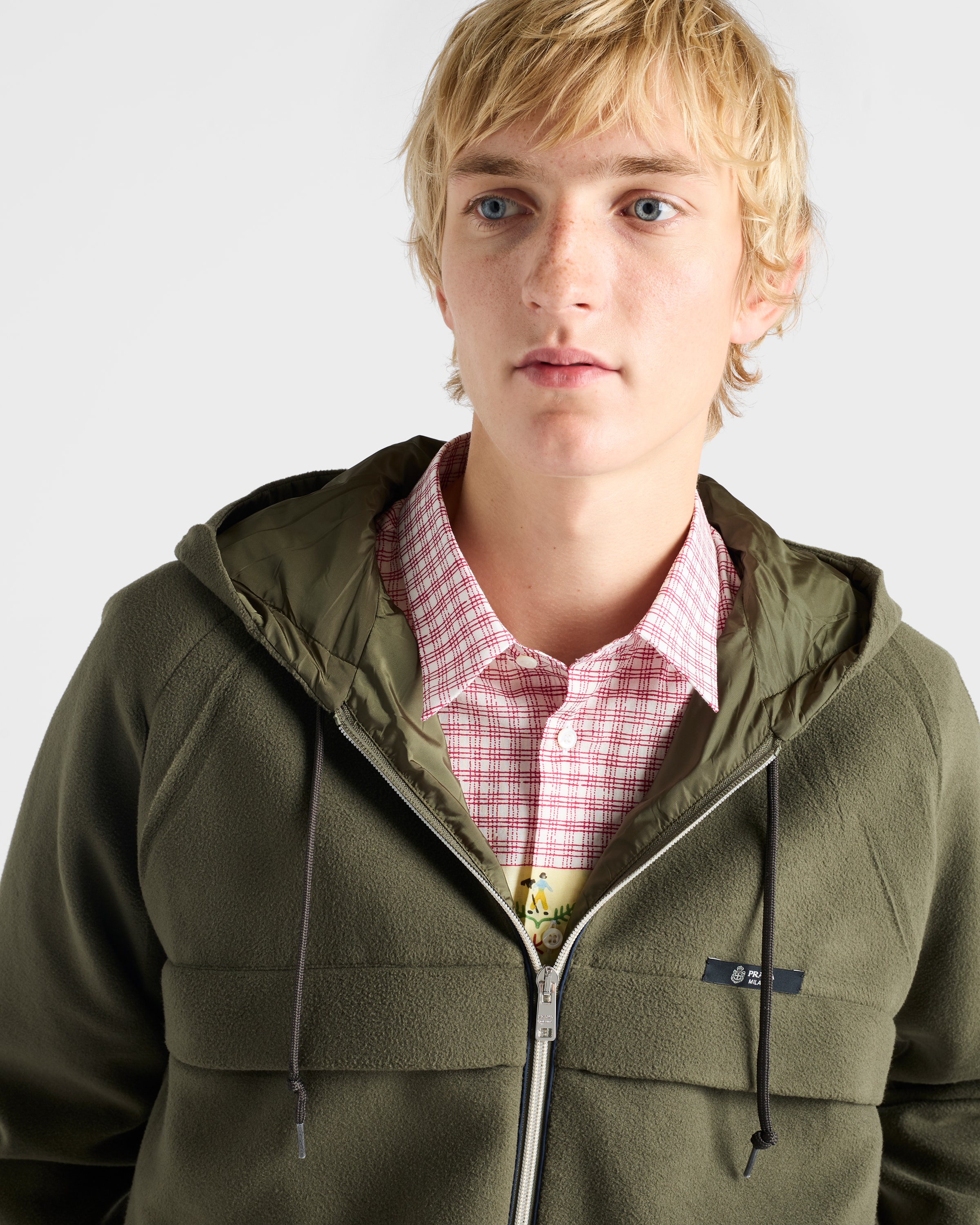 カーキ フード付 テクニカルファブリック ブルゾンジャケット | PRADA