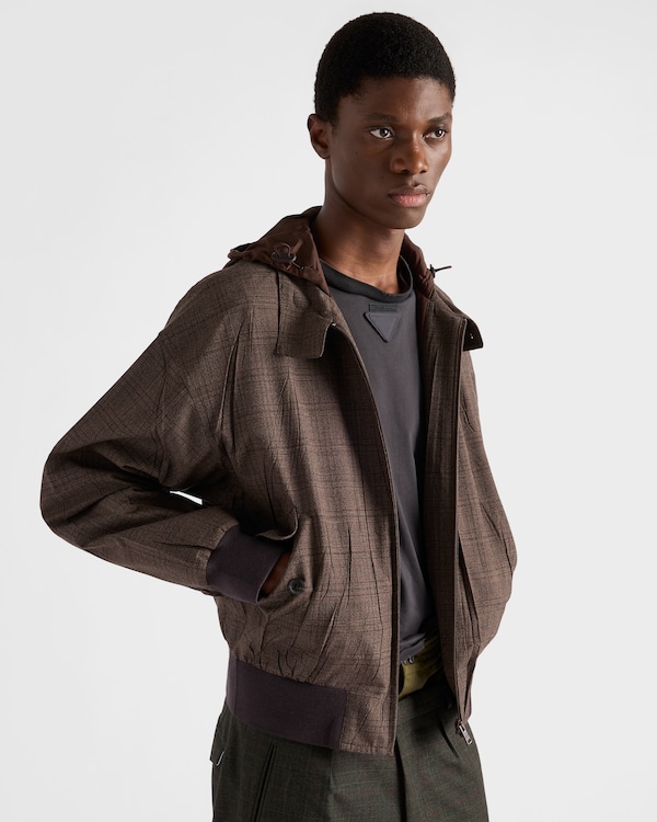 フード付 ウール ジャケット - ブラウン フード付 ウール ジャケット - ブラウン