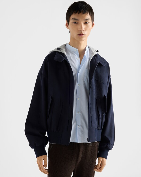 جاكيت من الصوف بقلنسوة - أزرق بحري جاكيت من الصوف بقلنسوة - أزرق بحري