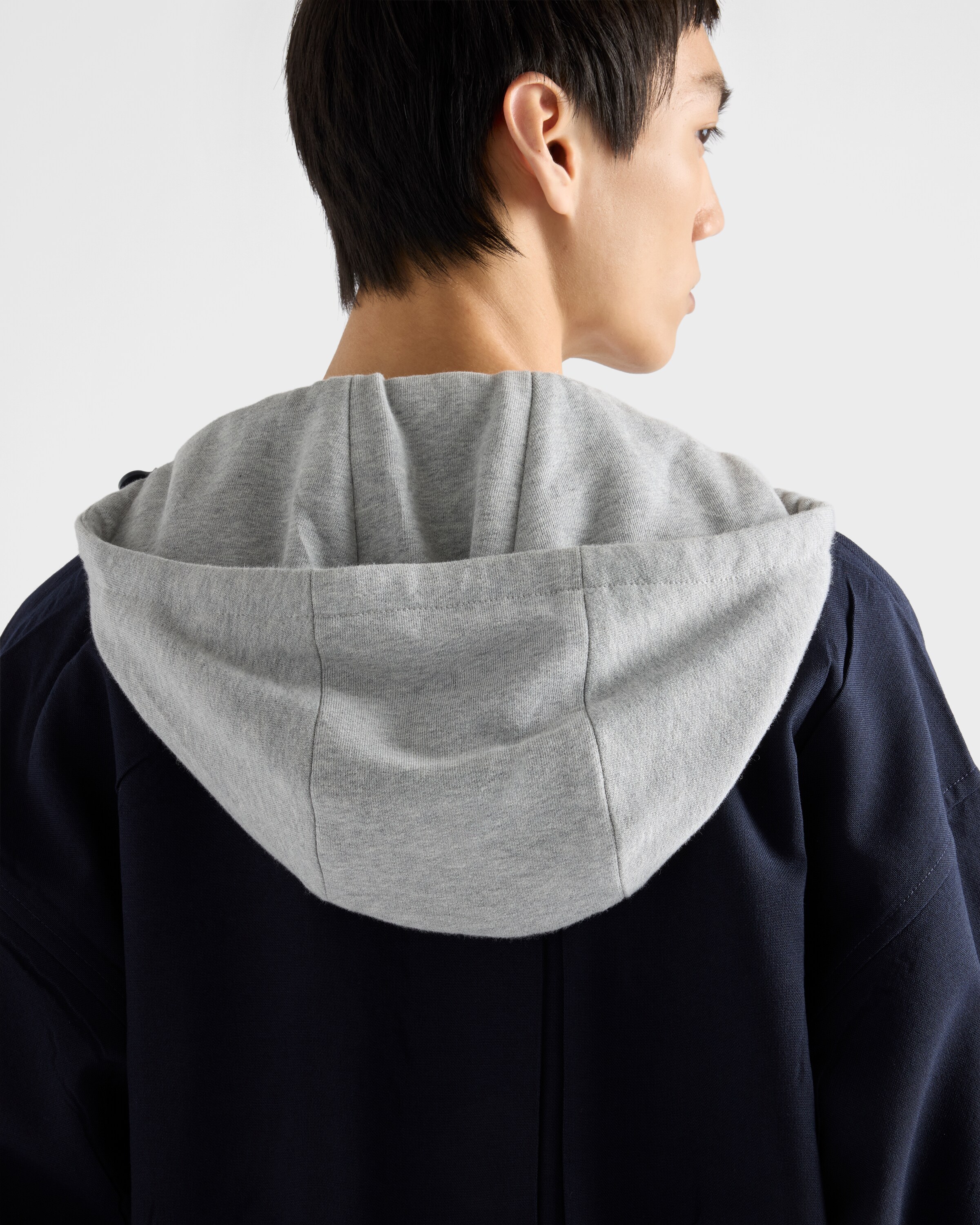 ネイビー フード付 ウール ジャケット | PRADA - 日本