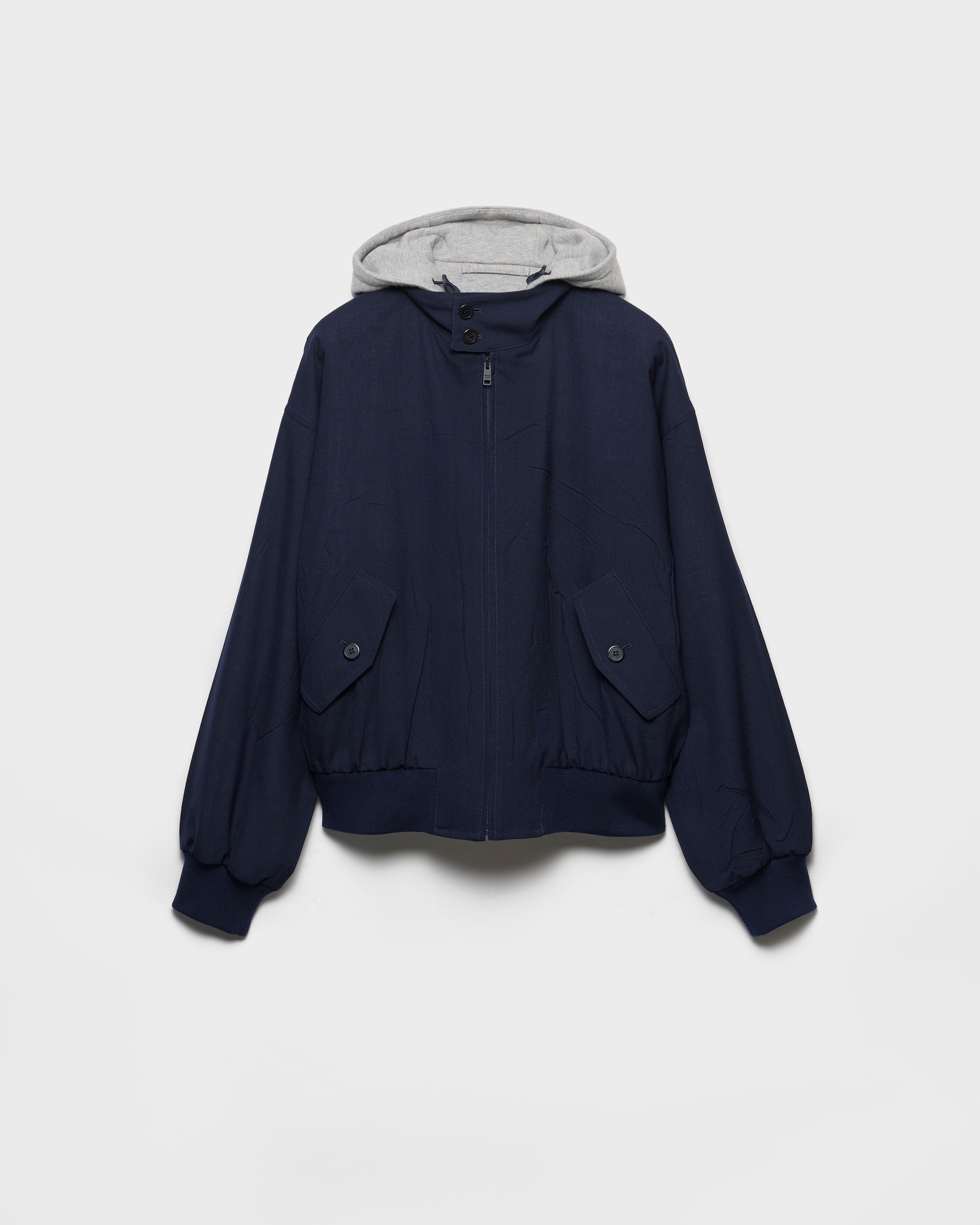 PRADA ネイビー フード付きジャケット Navy Hooded Wool Jacket | PRADA - United States