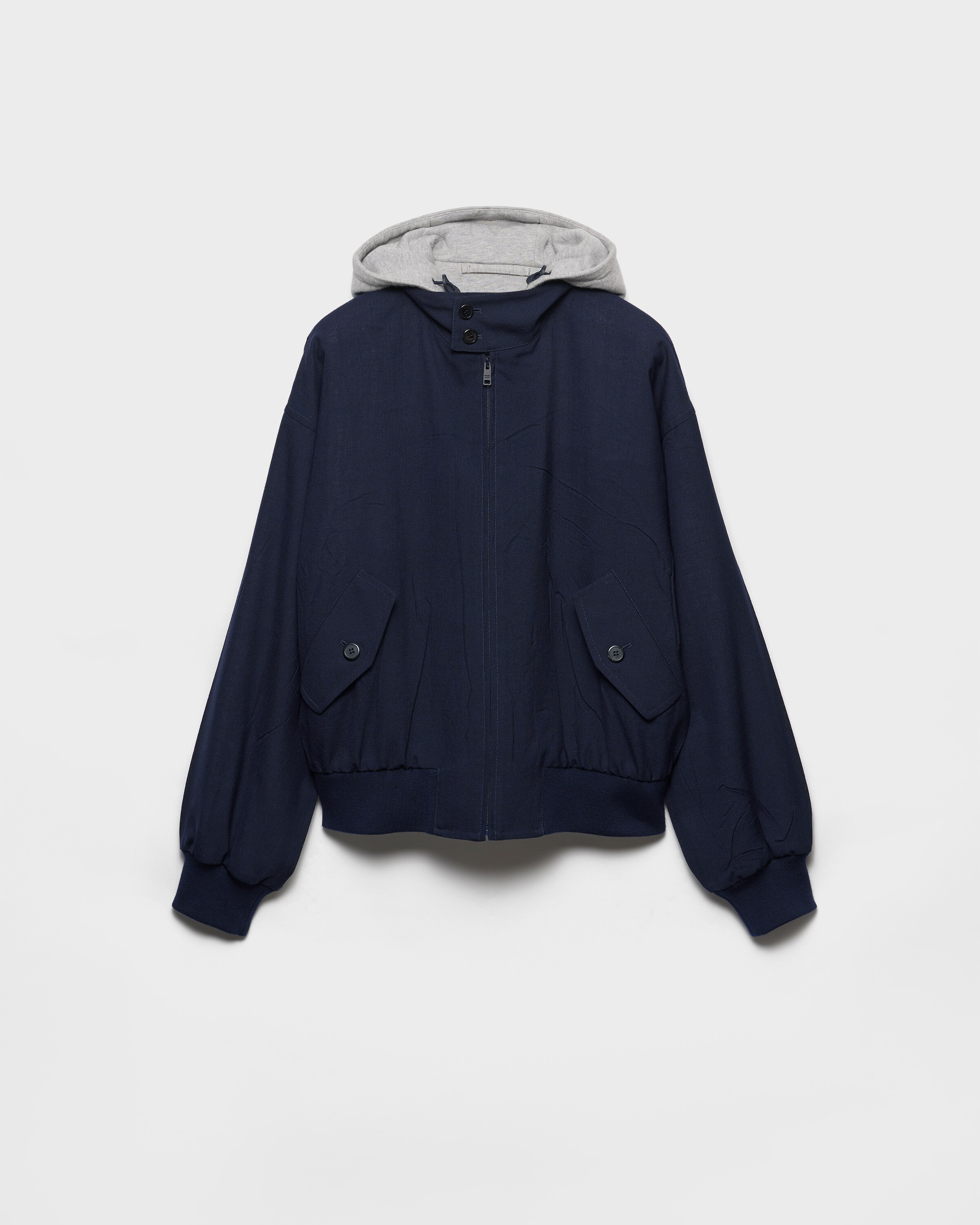 Prada Hooded Wool Jacket, Man, Navy, Size L