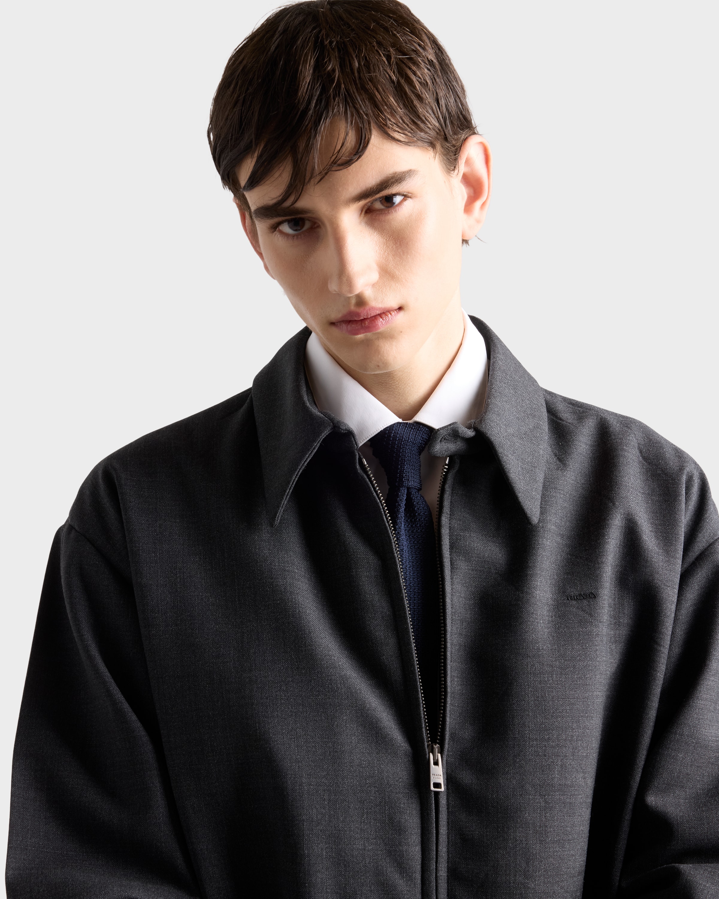 アンスラサイトグレー ウール ブルゾンジャケット | PRADA