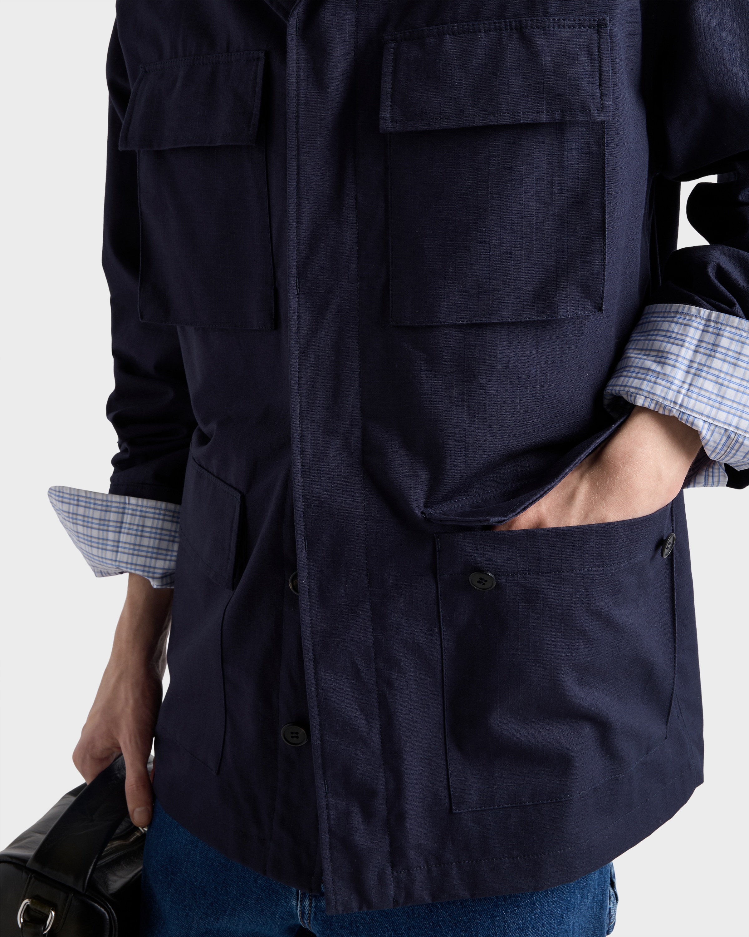 Navy Cotton safari jacket | PRADA - United States