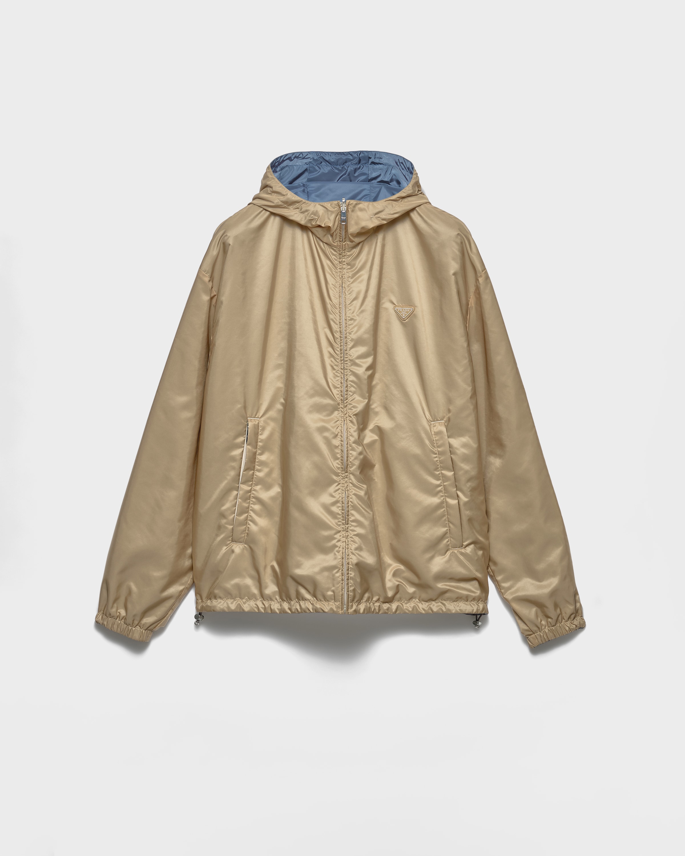 Camel/Aviation Blue Reversible Re-Nylon jacket | PRADA - United States