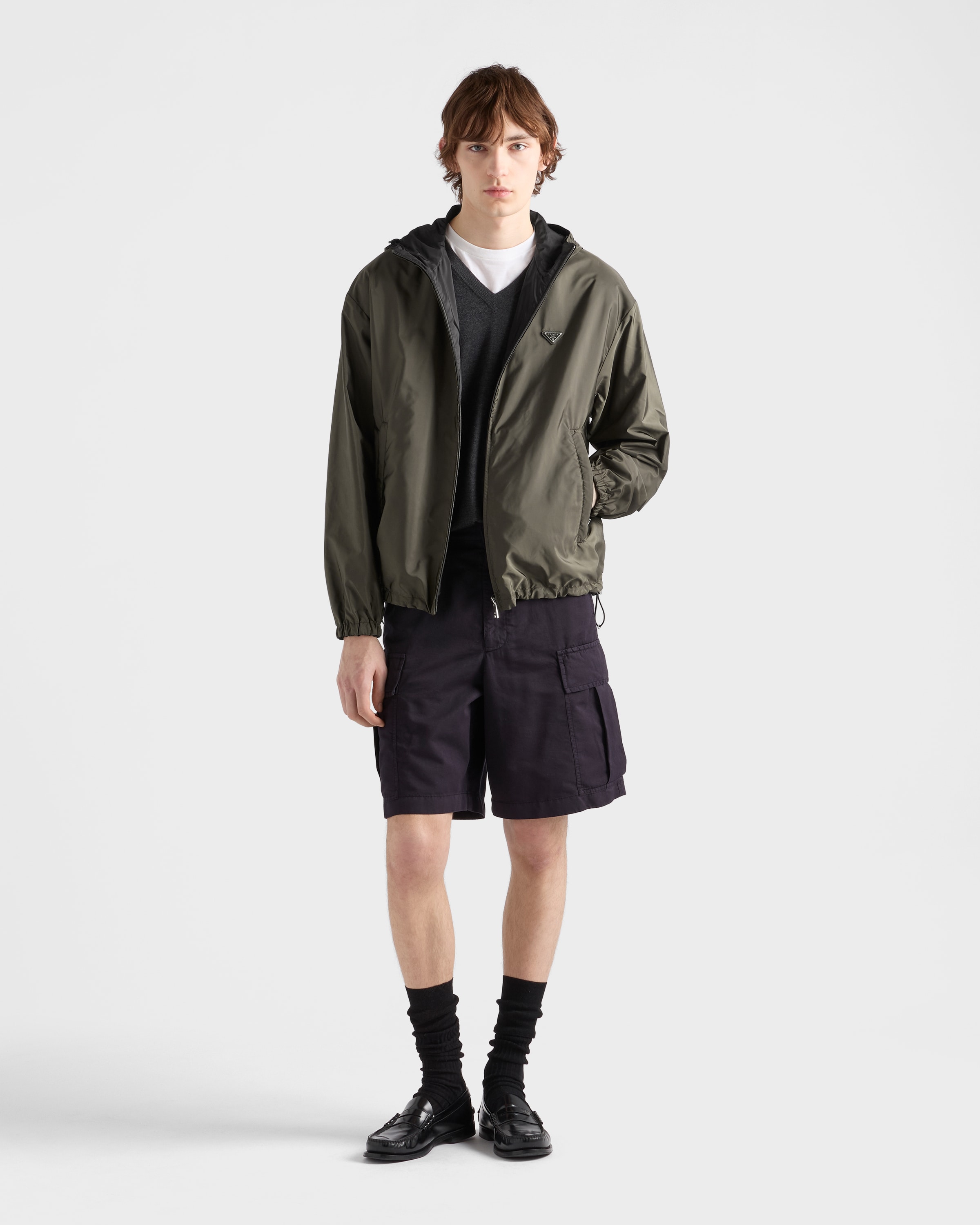 Selva Green/black Reversible Re-nylon Jacket | PRADA - Singapore