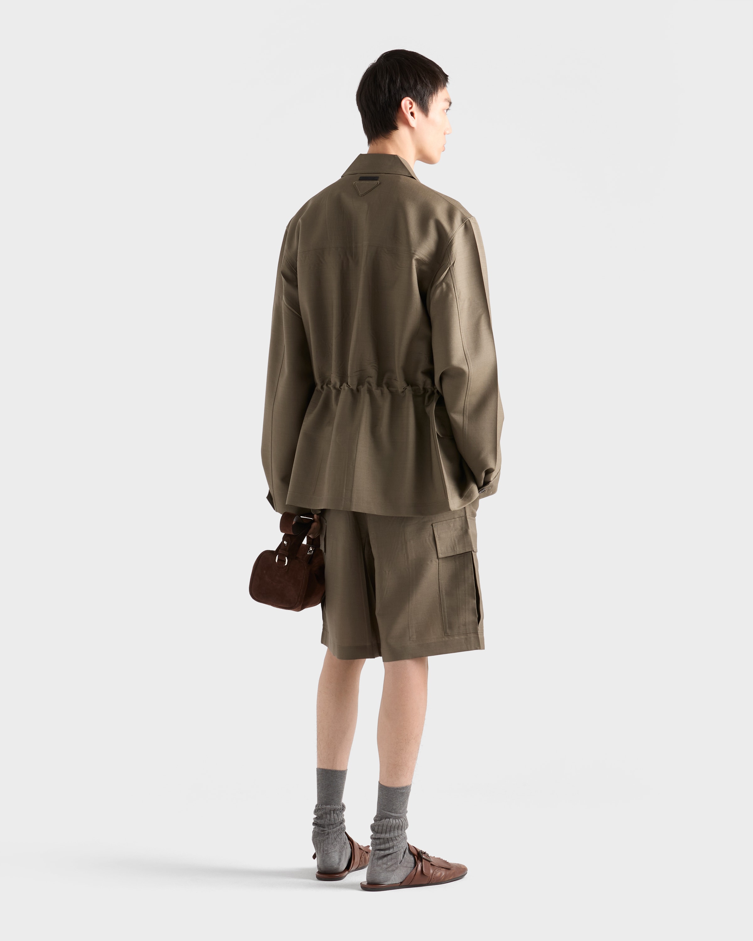 Forest Green Mohair and wool safari jacket | PRADA - Singapore