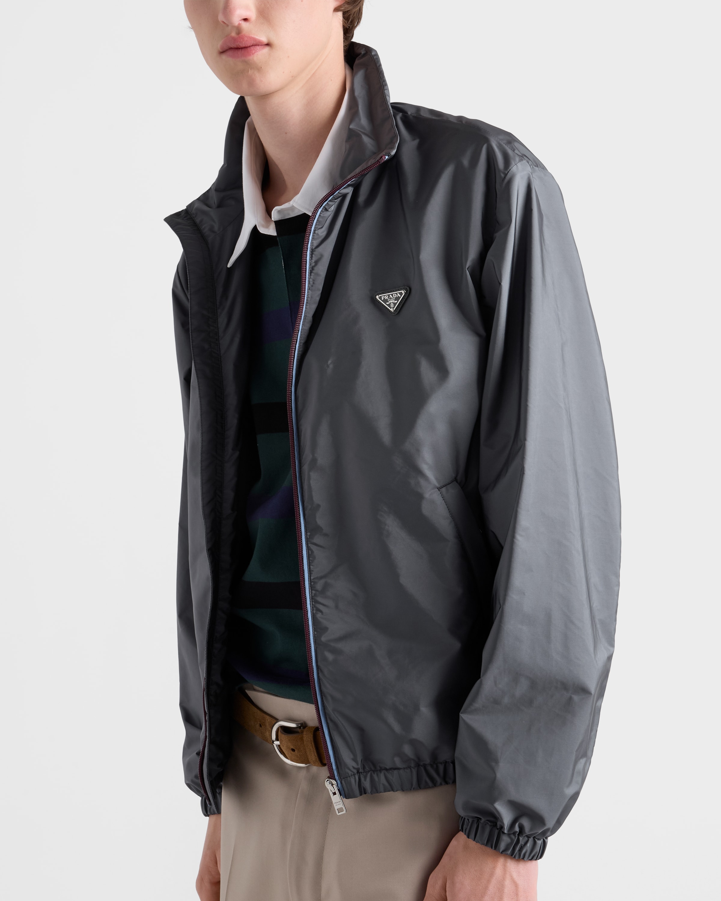 Iron Gray/Light Blue Re-Nylon jacket | PRADA - South Korea