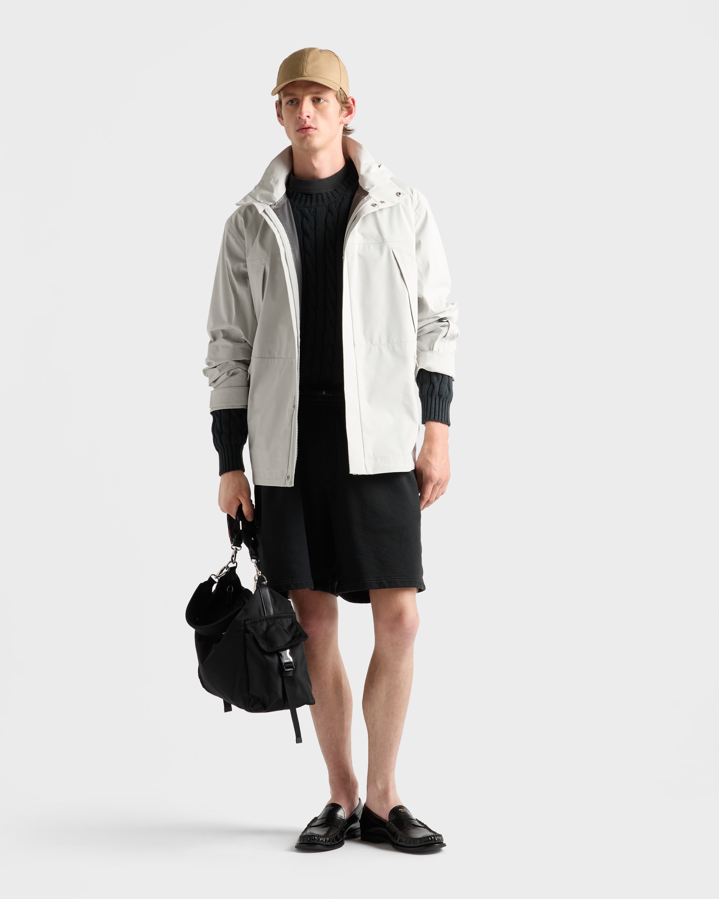 Chalk White Technical fabric jacket | PRADA - United States