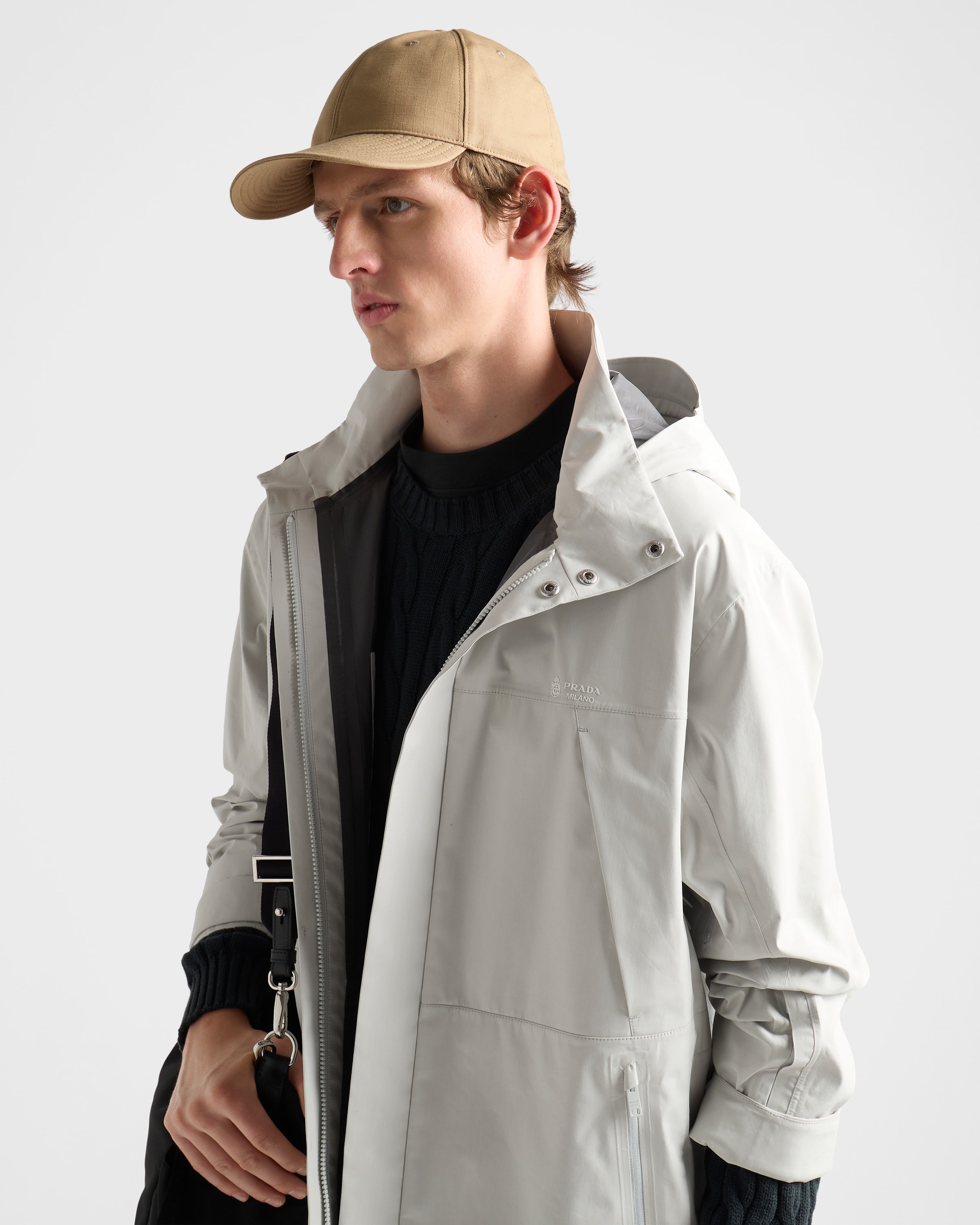 Chalk White Technical fabric jacket | PRADA - United States