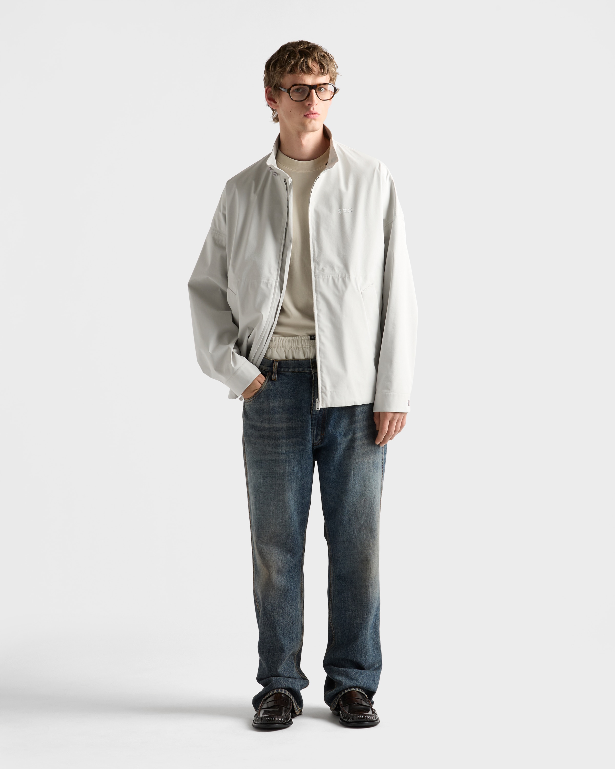 Chalk White Technical fabric jacket | PRADA - United States