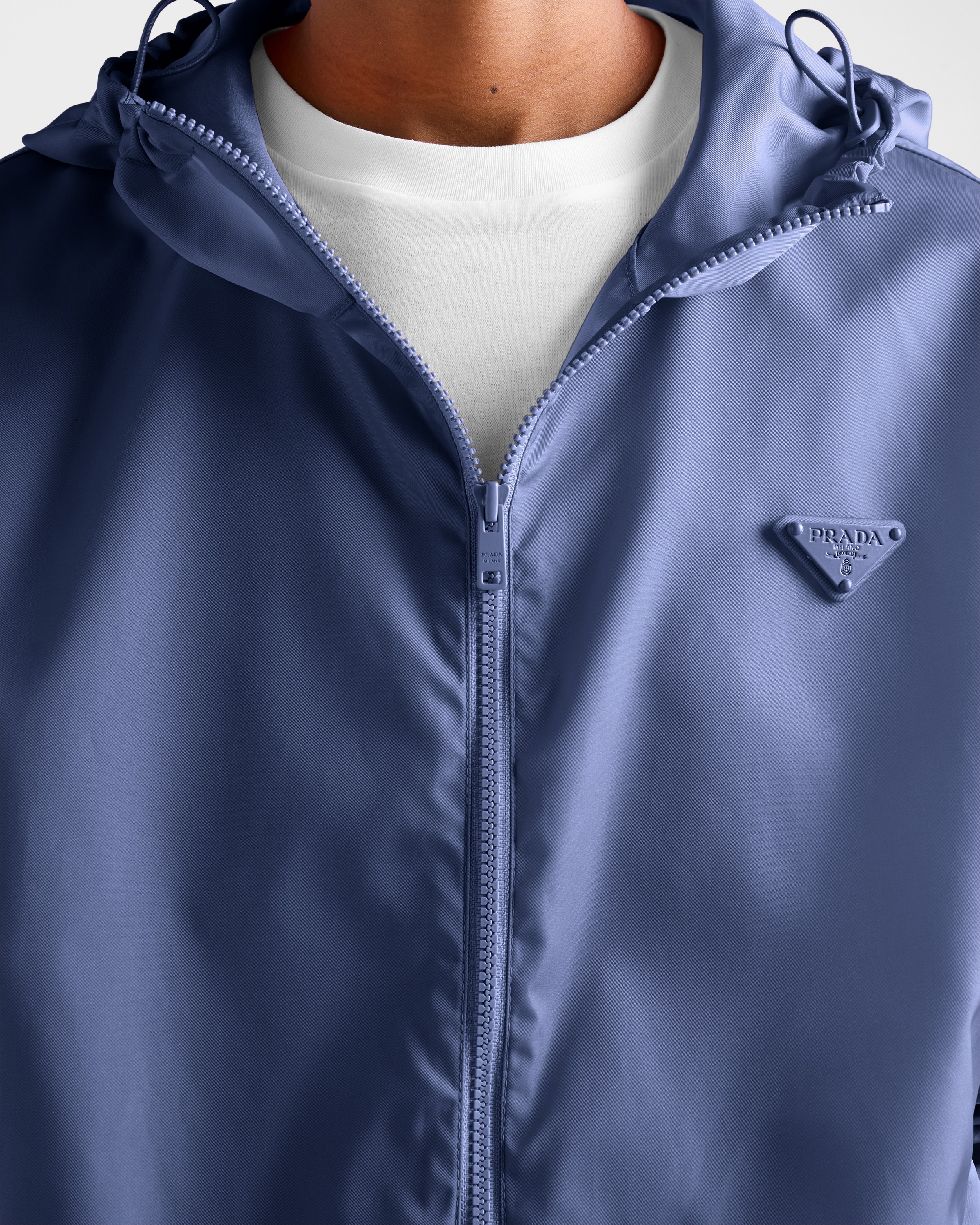 Baltic Blue Re-Nylon rain jacket | PRADA - United States