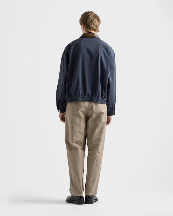Veste en coton agrémentée de détails en cuir - Bleu Veste en coton agrémentée de détails en cuir - Bleu