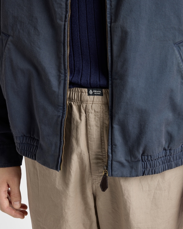 Veste en coton agrémentée de détails en cuir - Bleu Veste en coton agrémentée de détails en cuir - Bleu