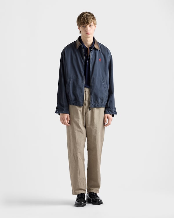 Veste en coton agrémentée de détails en cuir - Bleu Veste en coton agrémentée de détails en cuir - Bleu