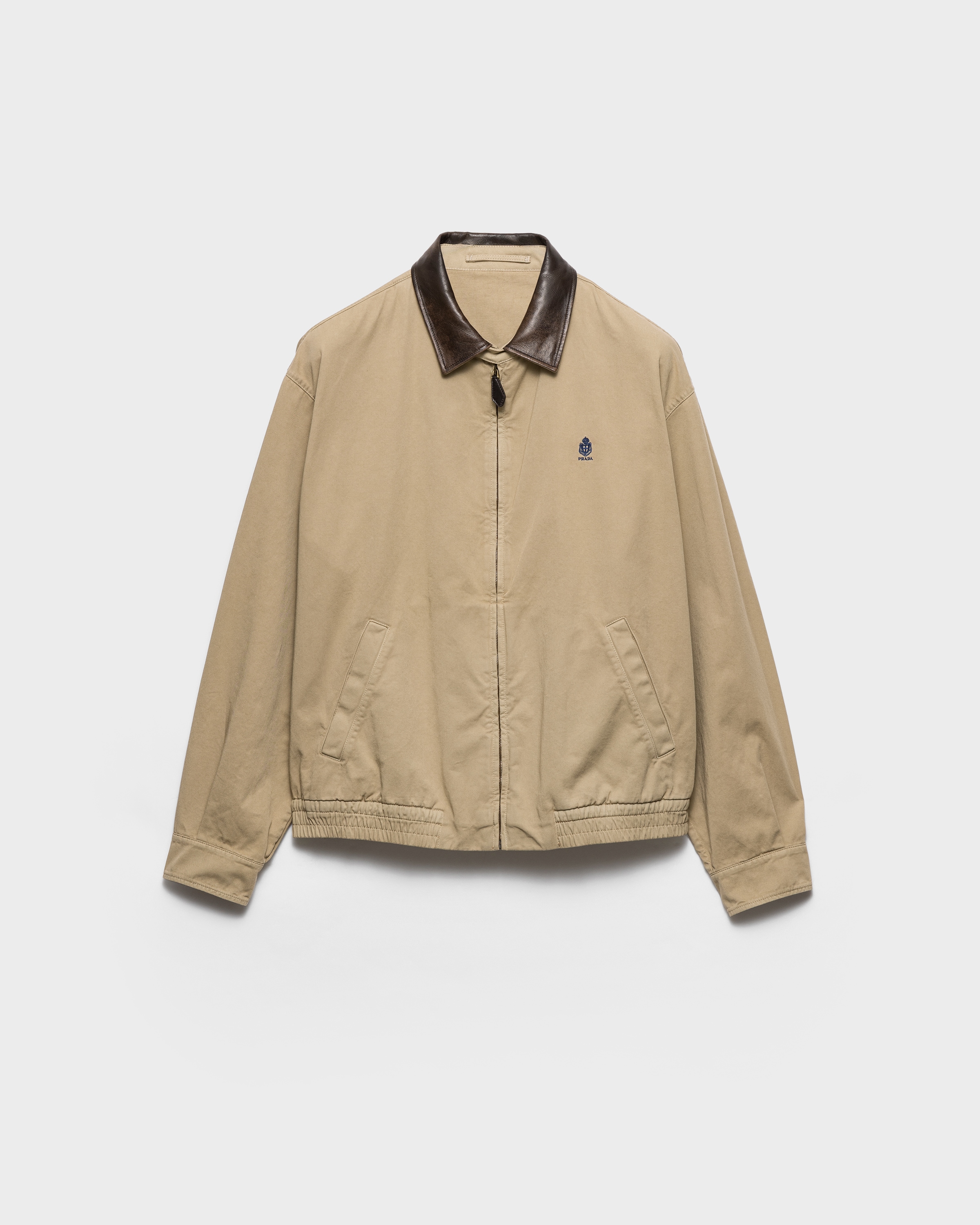 Cord Cotton jacket with leather details | PRADA - United States