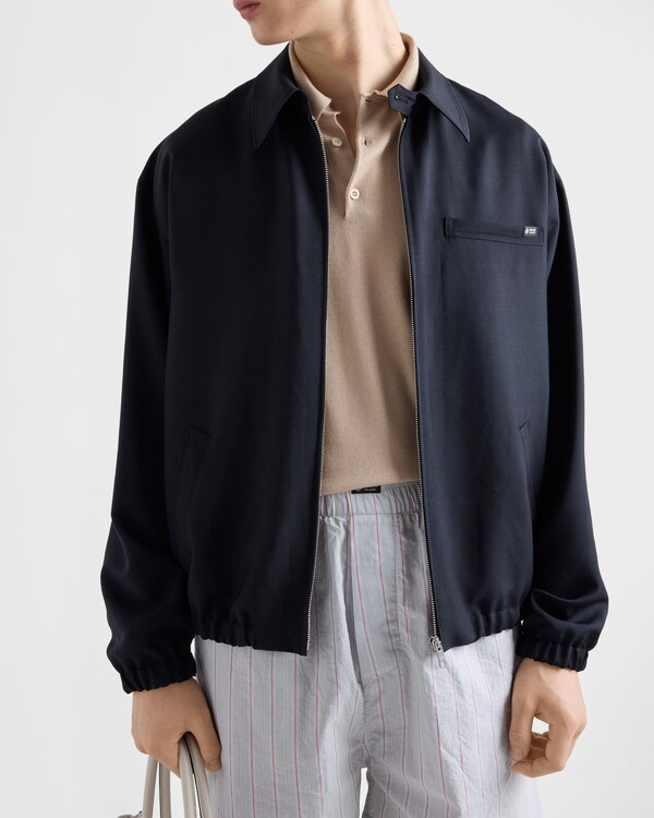 Mohair wool blouson jacket - Navy Mohair wool blouson jacket - Navy