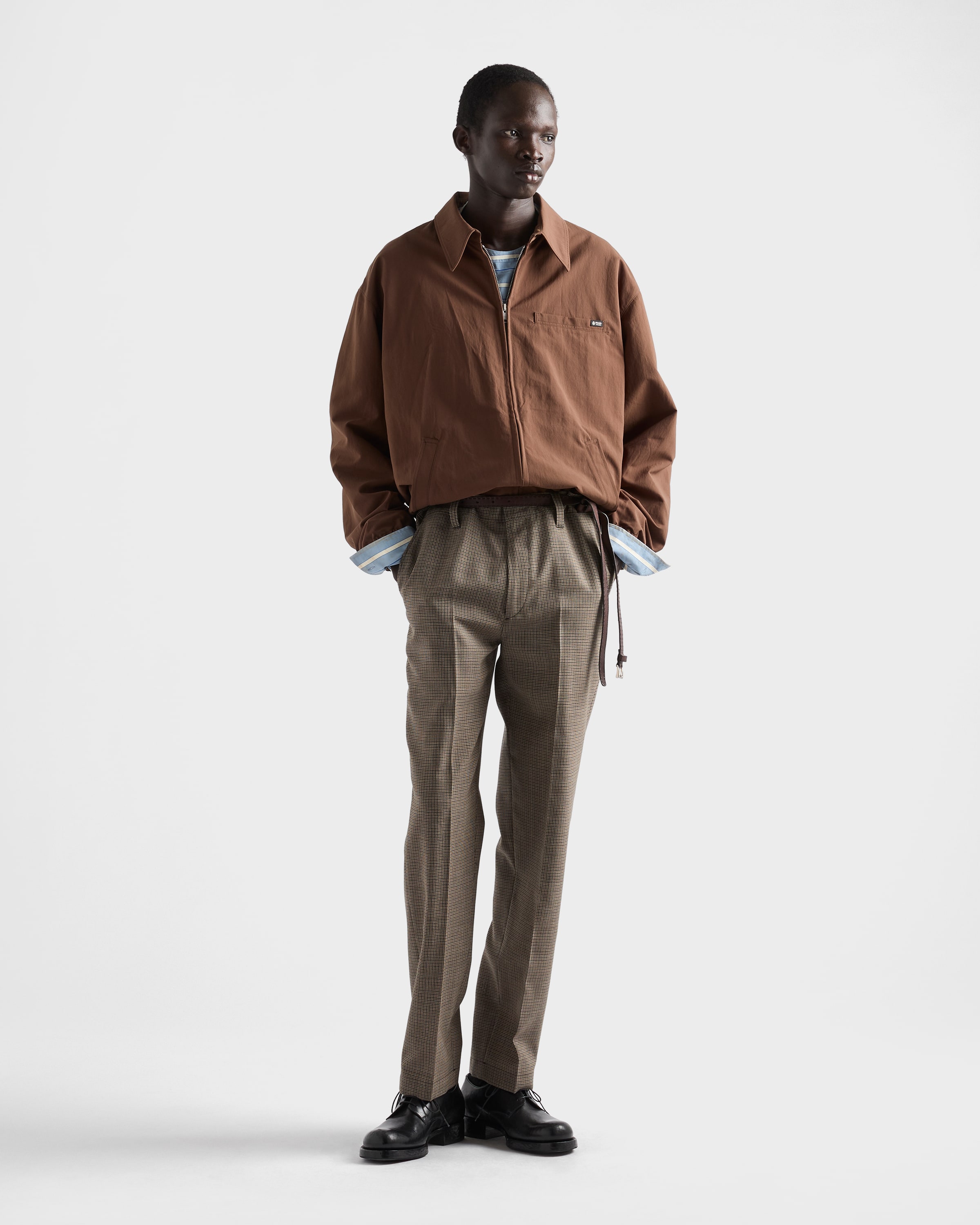 【新品未使用品】Brook Zip Blouson ブラウン Tobacco Technical Fabric Blouson Jacket | PRADA