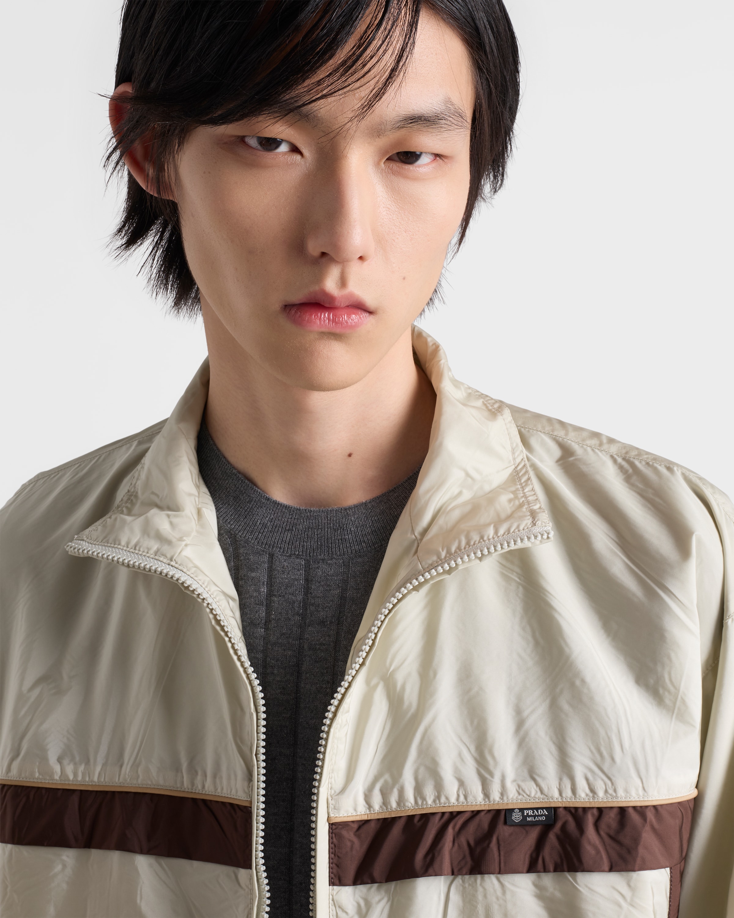 Chalk White/Ebony Re-Nylon jacket | PRADA - United States