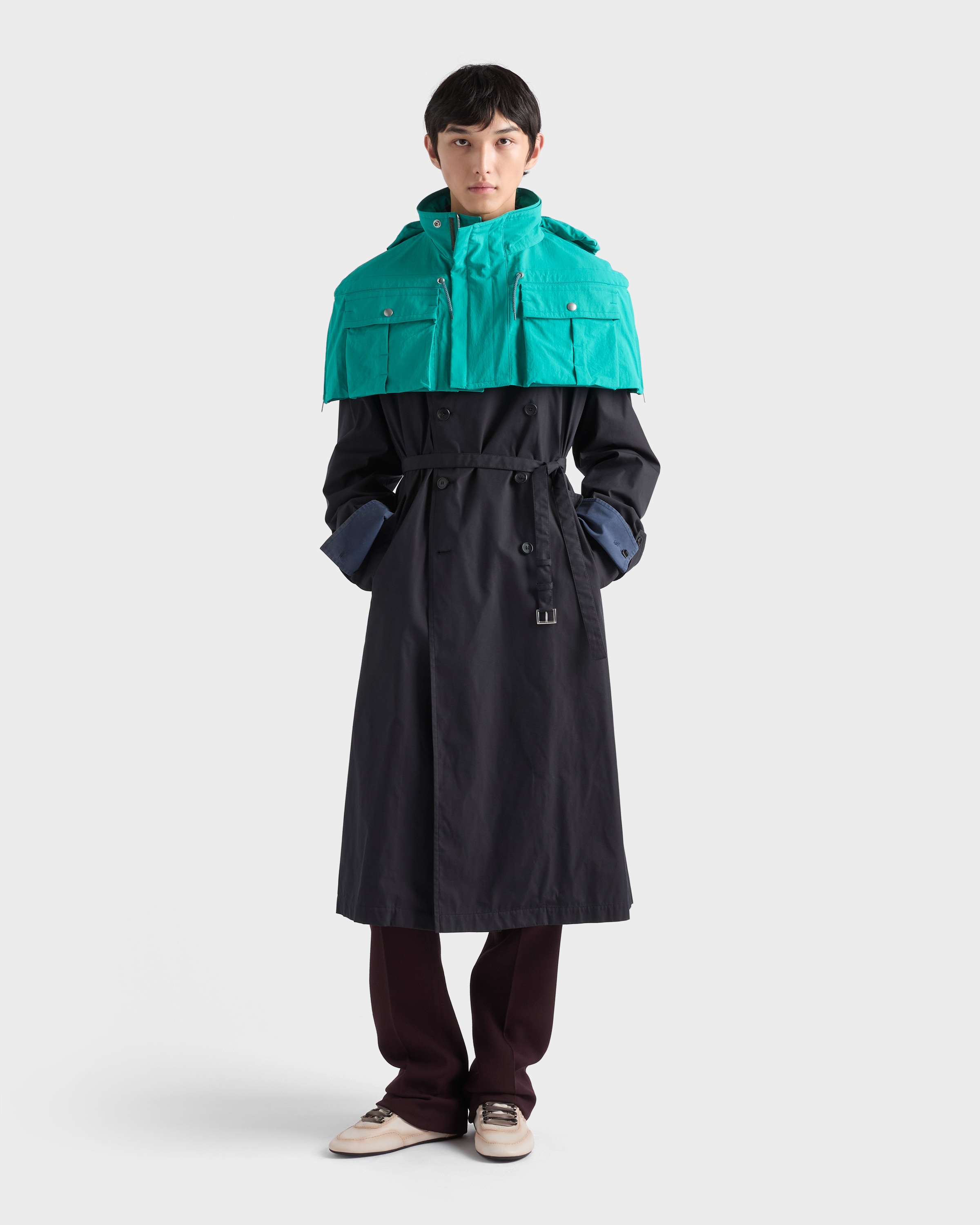 ブラック コットンブレンド コート | PRADA - 日本