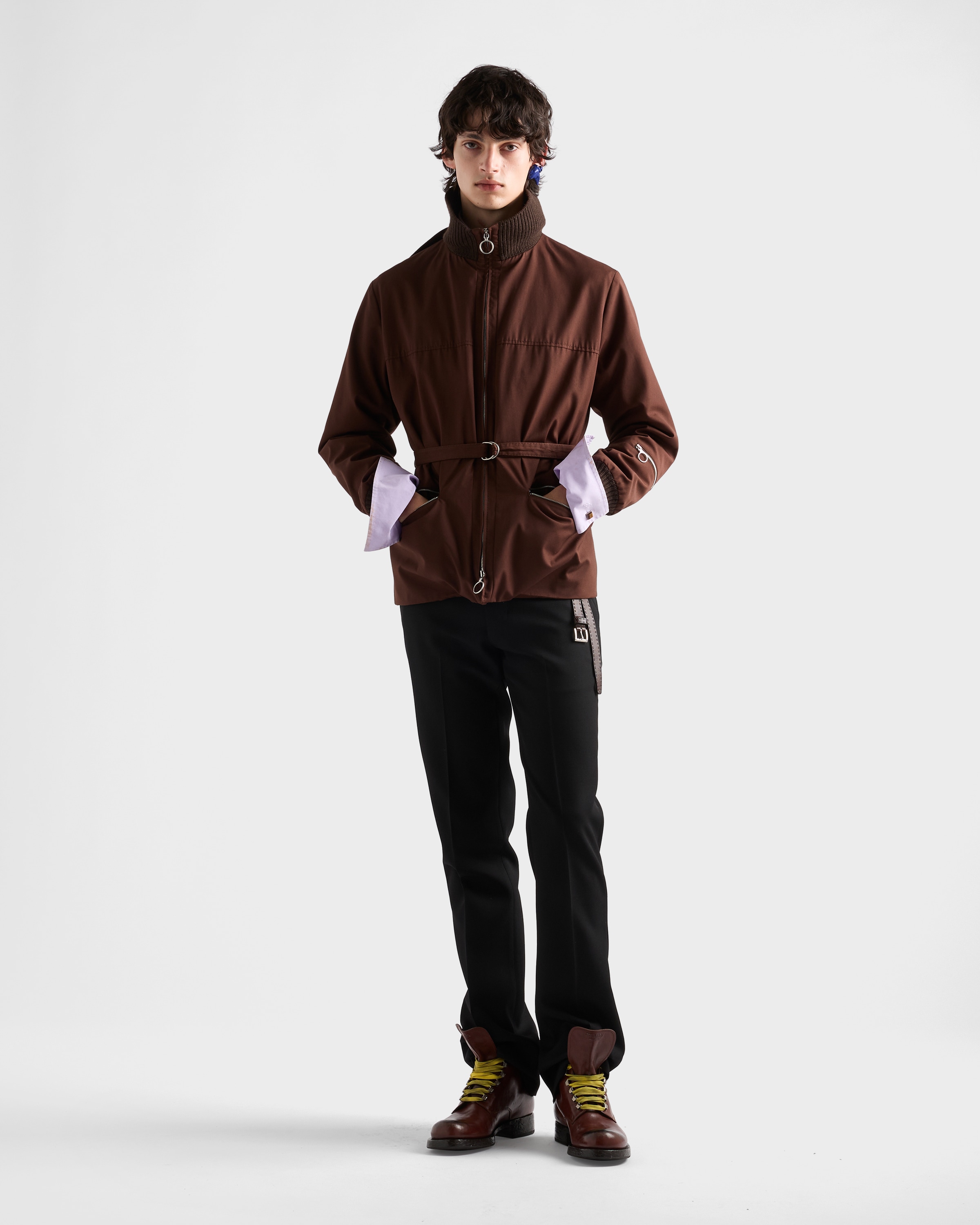 Cocoa Brown Technical Fabric Jacket | PRADA - United States