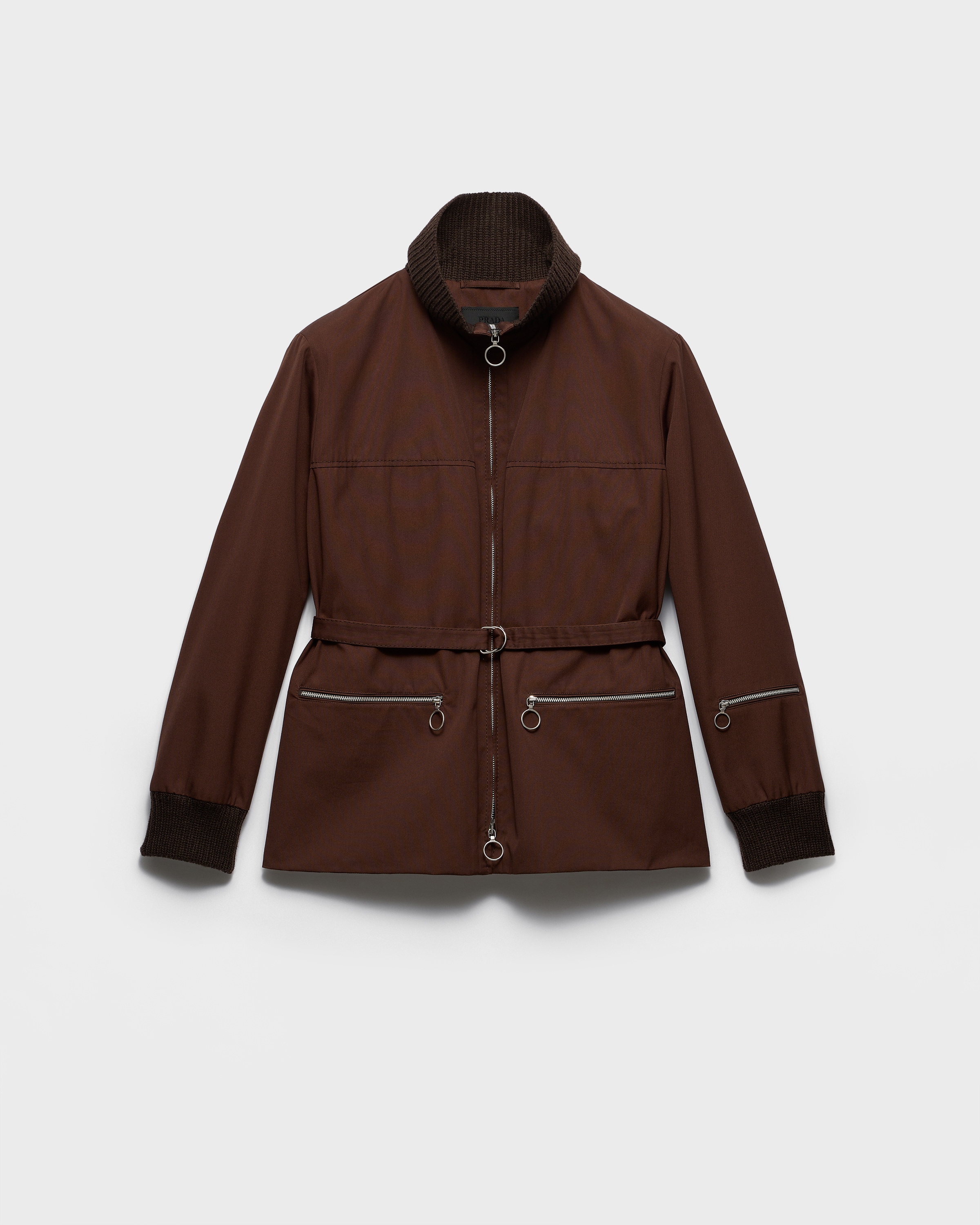 Cocoa Brown Technical Fabric Jacket | PRADA - United States